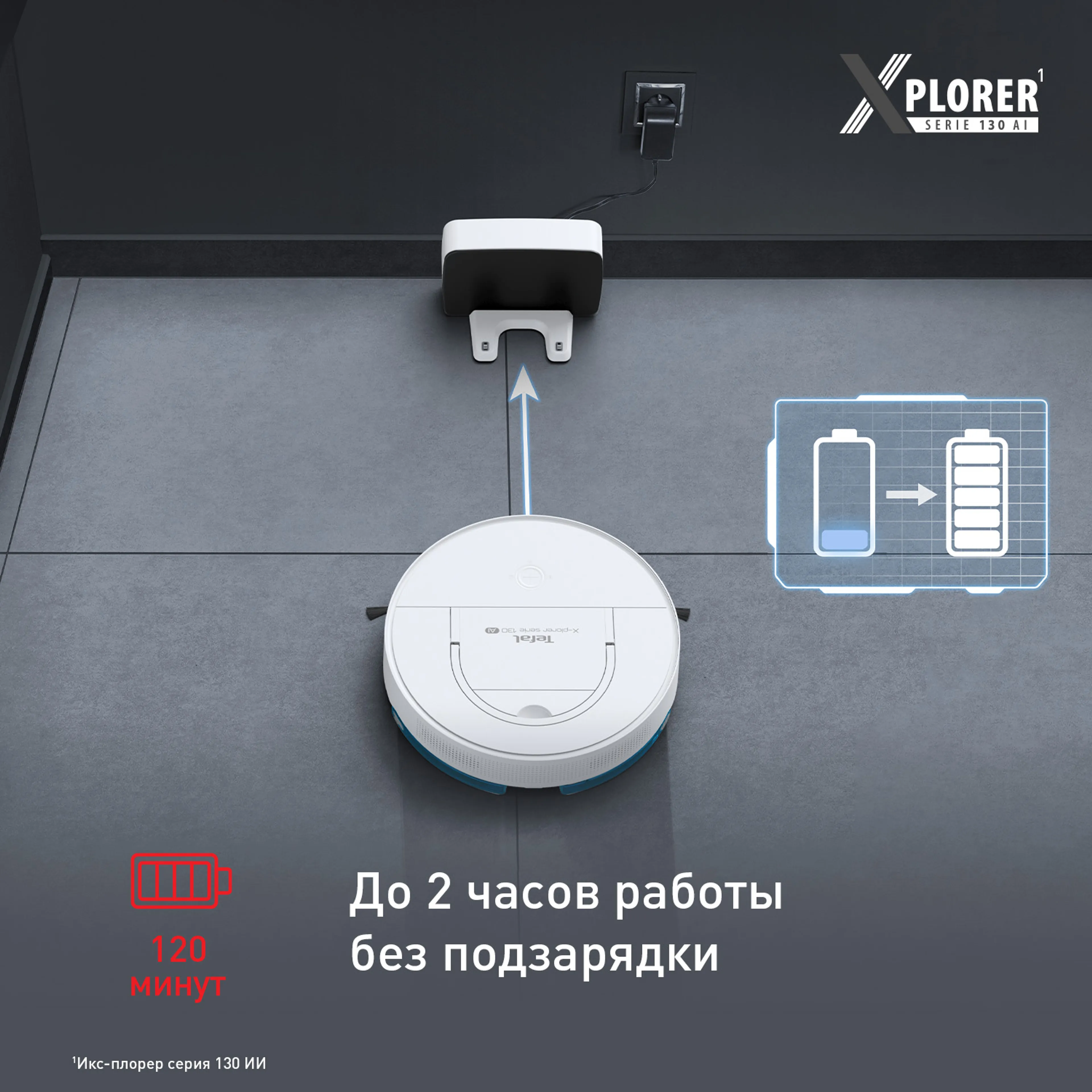 Робот-пылесос Tefal X-Plorer Serie 130AI Animal & Allergy RG9077WH