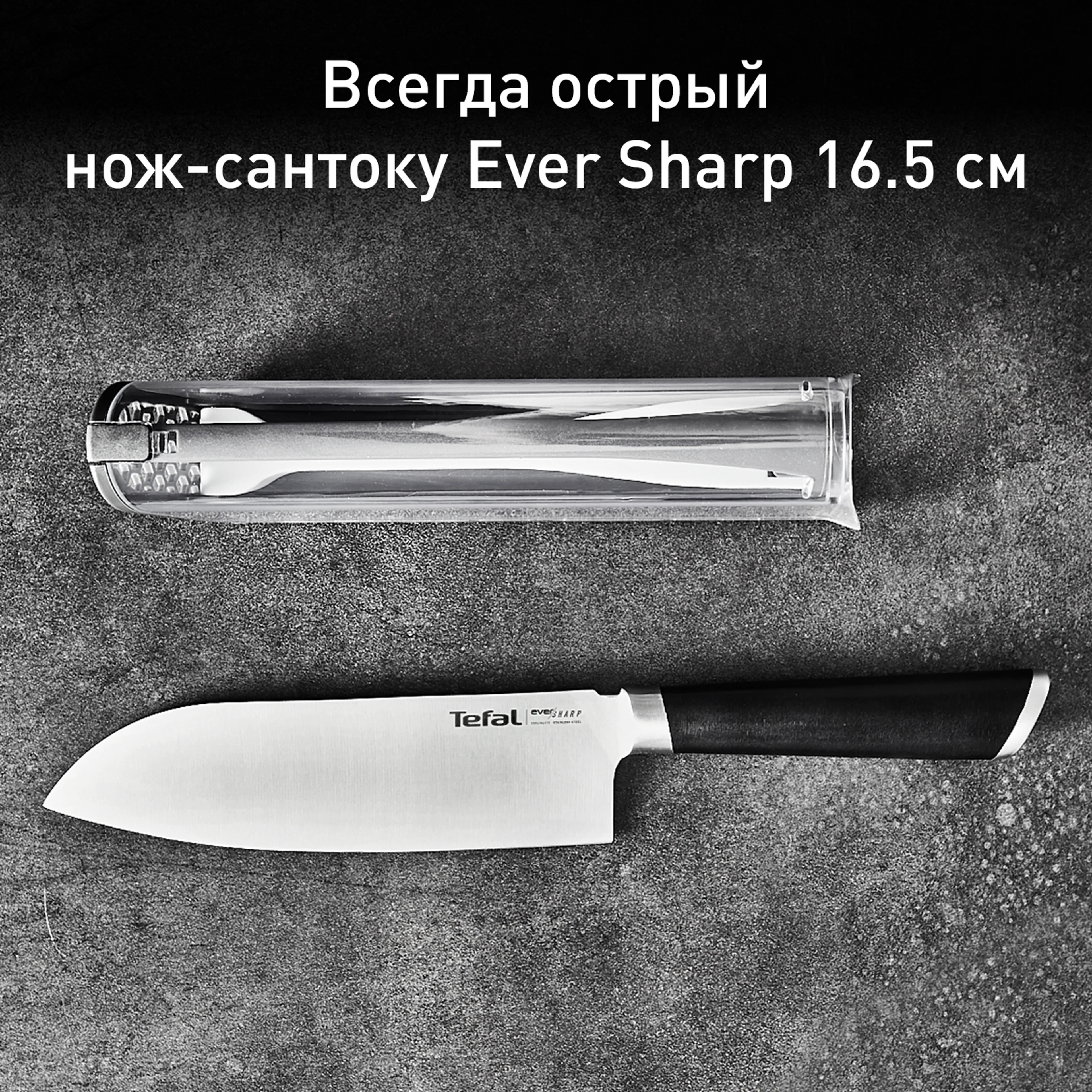 цена на Нож сантоку с чехлом для заточки Tefal Ever Sharp K2579024