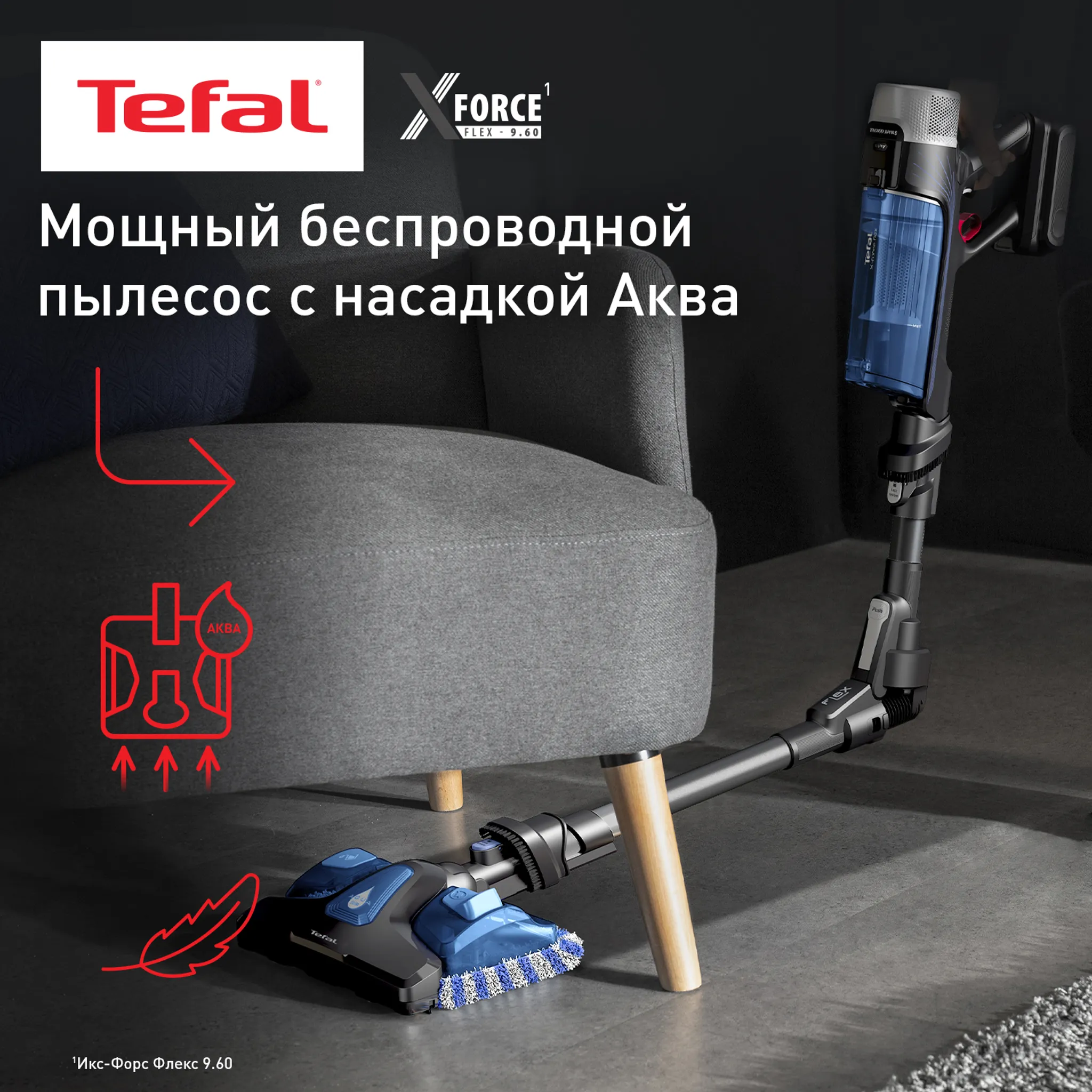 цена на Беспроводной пылесос Tefal X-Force Flex 9.60 Aqua TY20C7WO