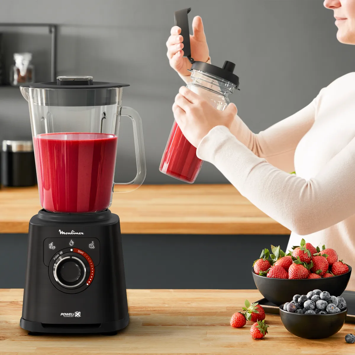 Высокоскоростной блендер Moulinex PerfectMix+ с бутылкой для смузи LM87G810 купить в официальном магазине