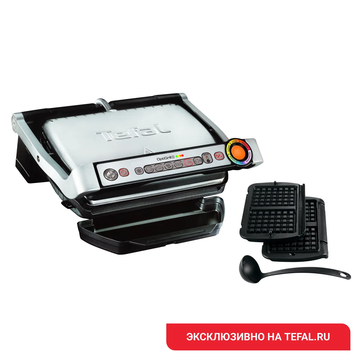 Умный электрогриль Tefal Optigrill+ GC712D34 с насадкой для вафель фото