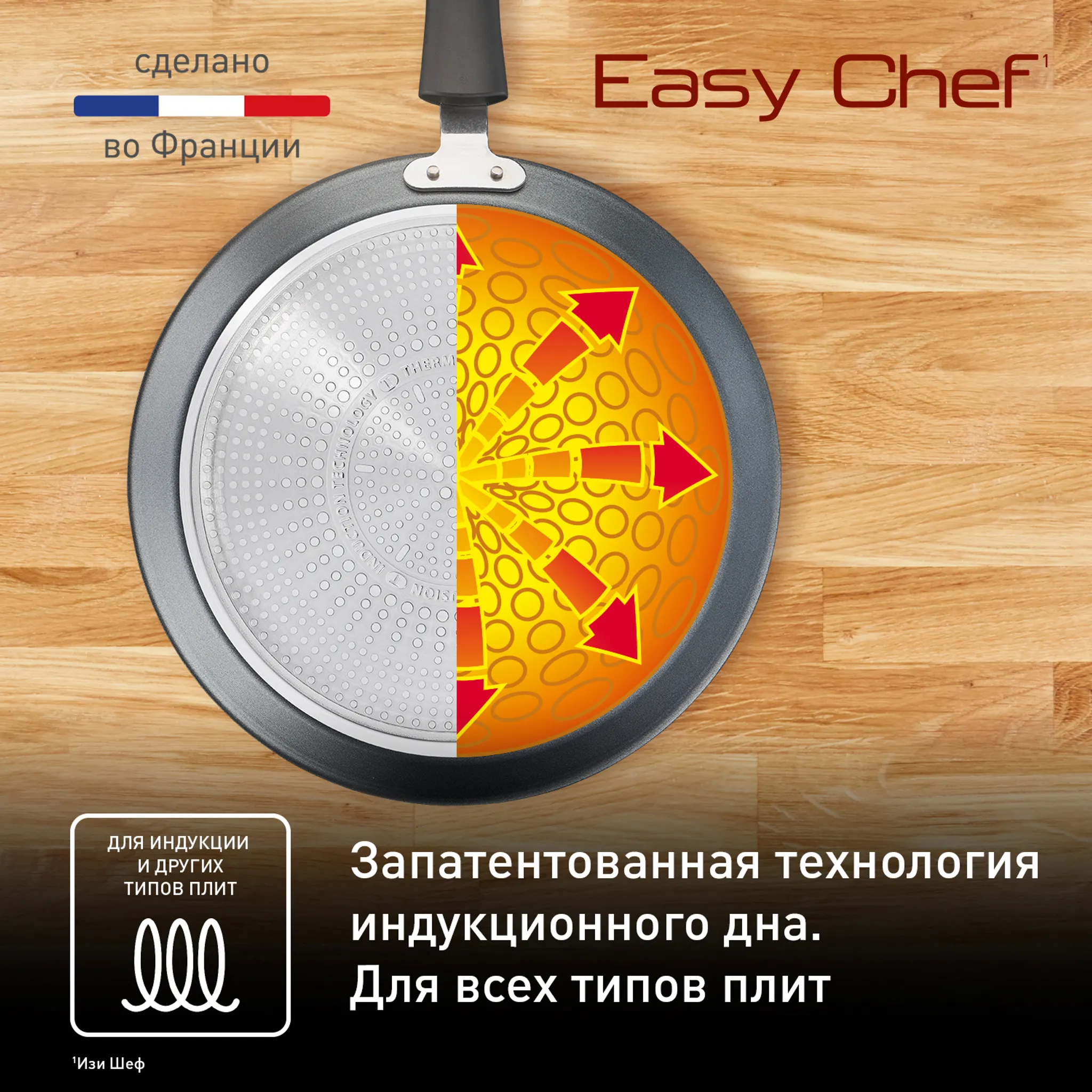 Индукционная сковорода для блинов Tefal EASY CHEF G2703823 25 см