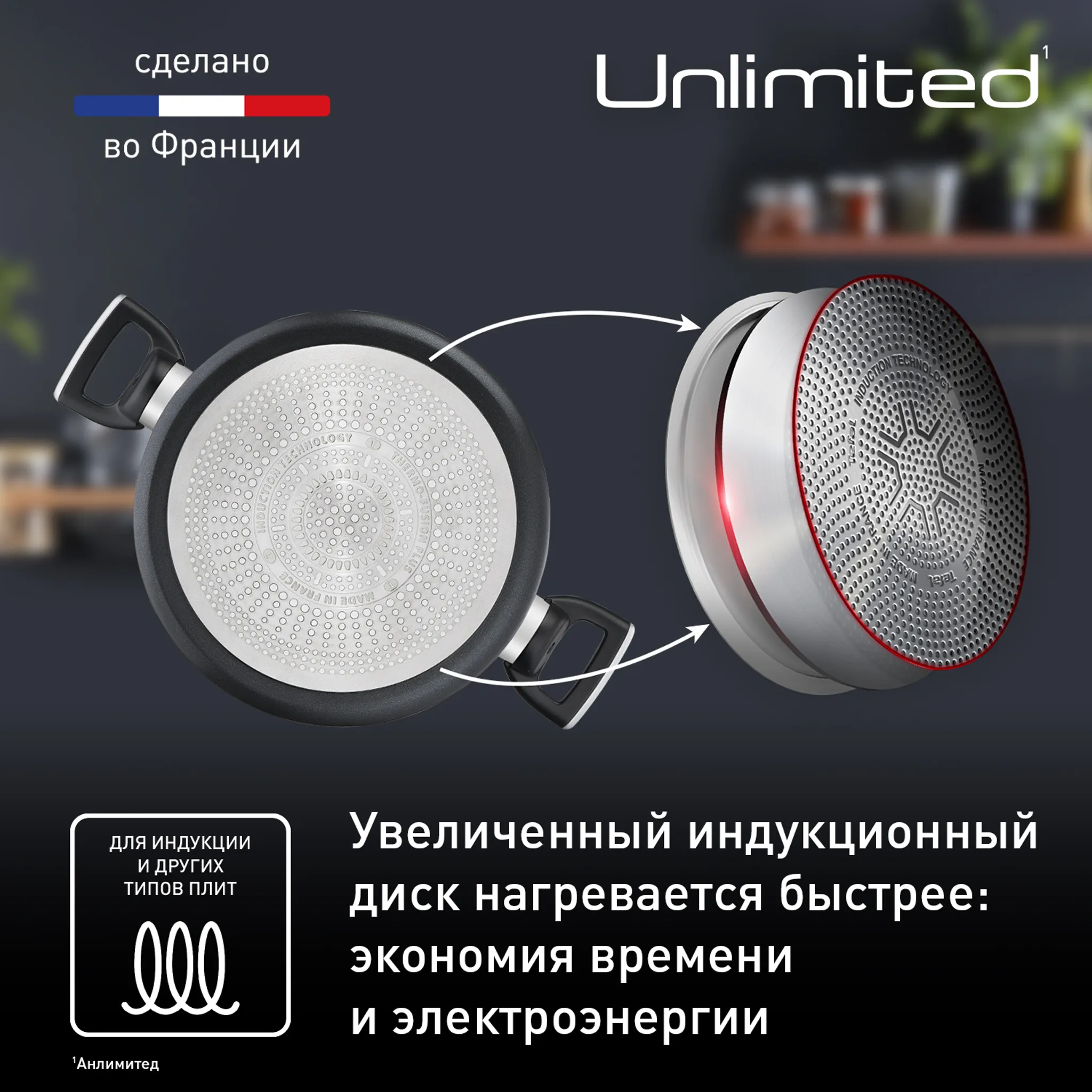 Набор посуды Tefal Unlimited 2 предмета кастрюля 5,2 л с крышкой/сковорода 24 см купить в официальном магазине