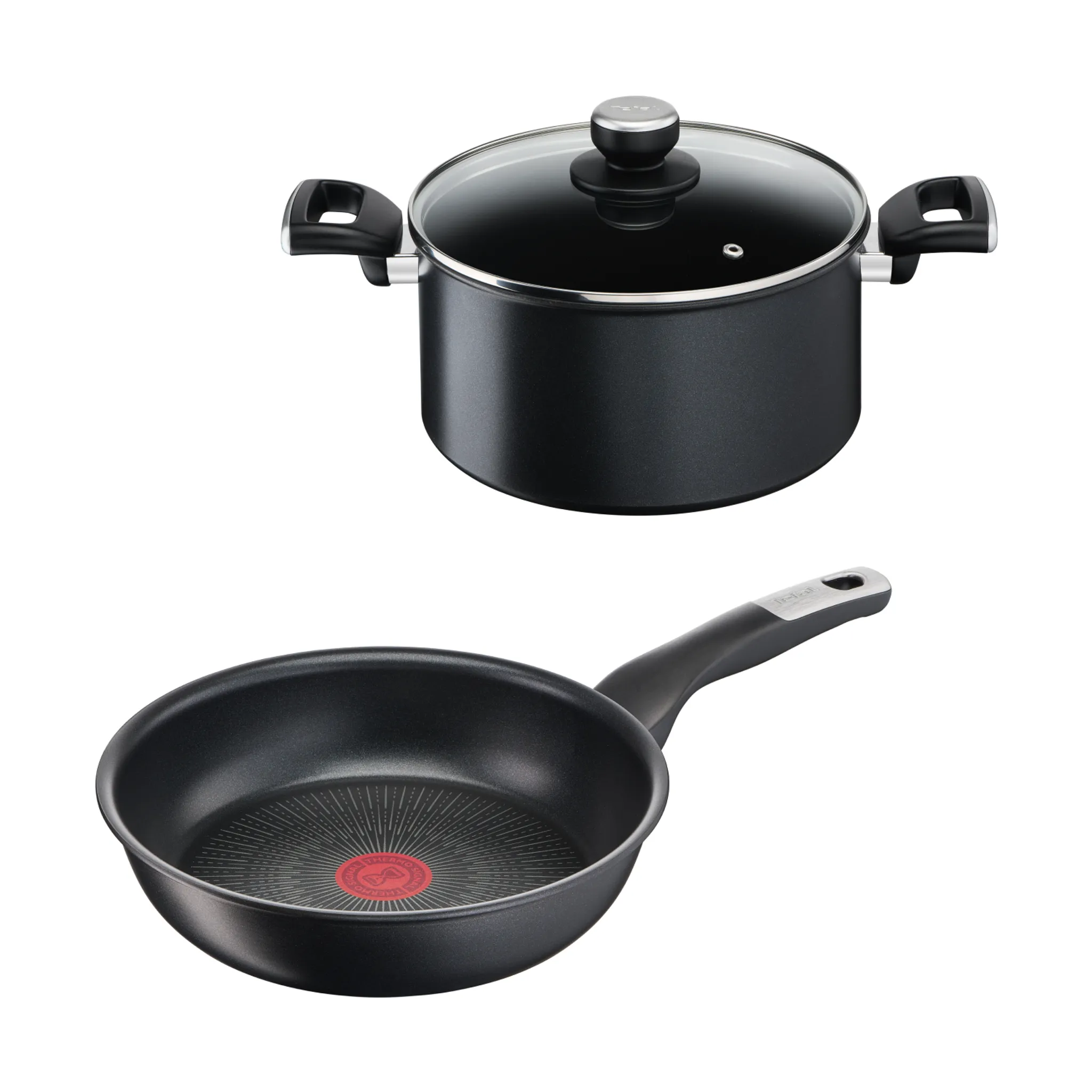 Набор посуды Tefal Unlimited 2 предмета кастрюля 5,2 л с крышкой/сковорода 24 см фото