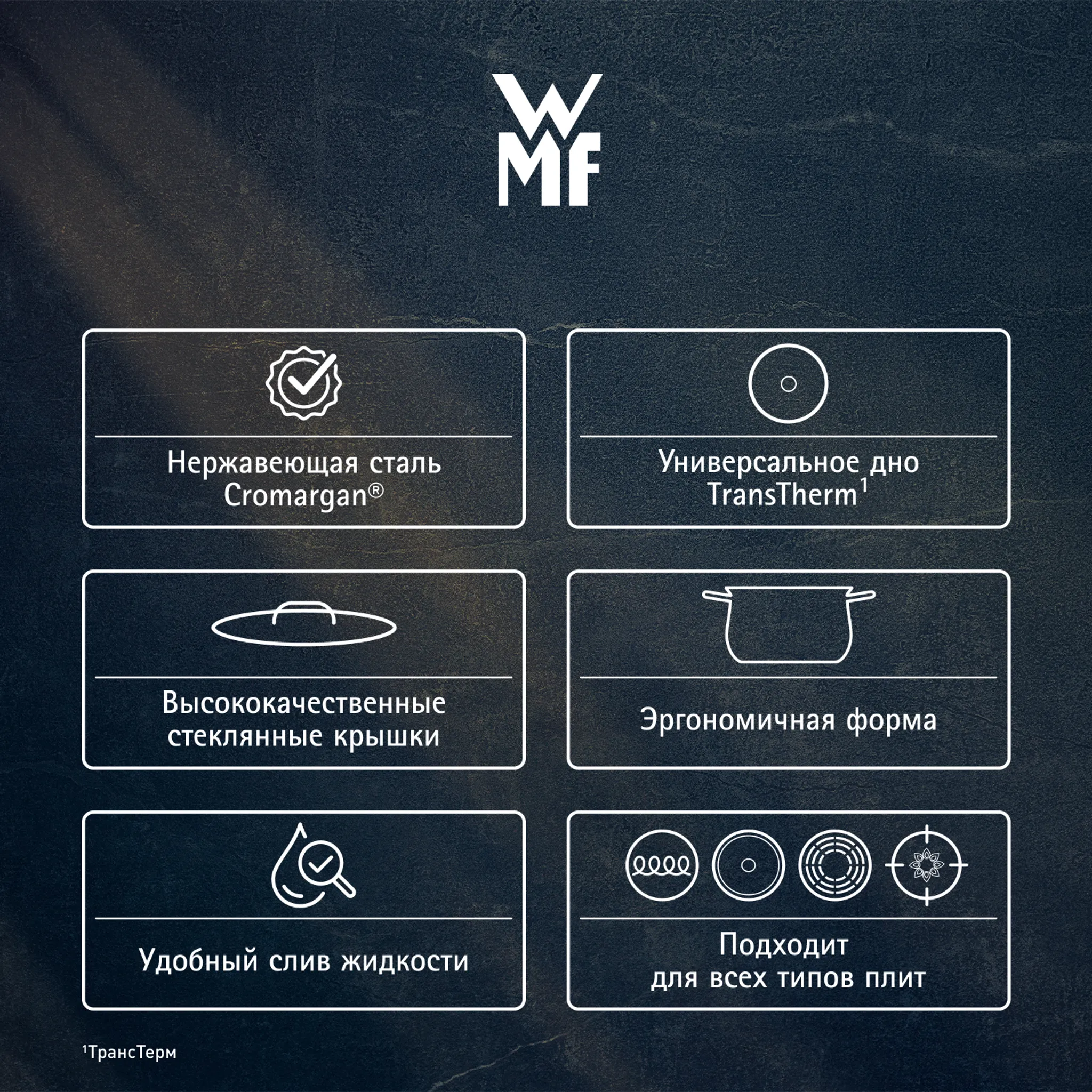 Набор кастрюль WMF Diadem Plus 4 предмета 16/20/20/24 см