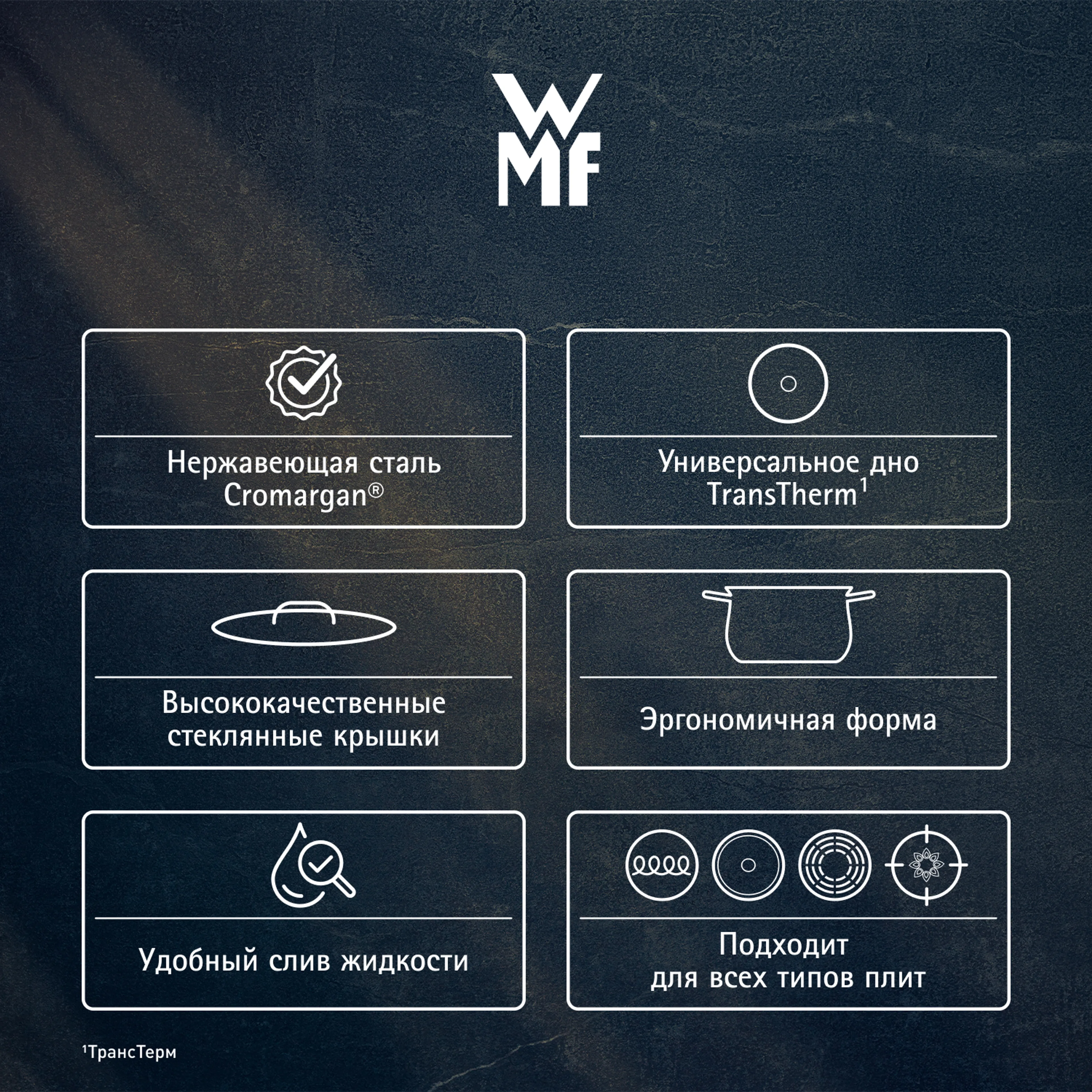 Набор кастрюль WMF Diadem Plus 4 предмета 16/20/20/24 см