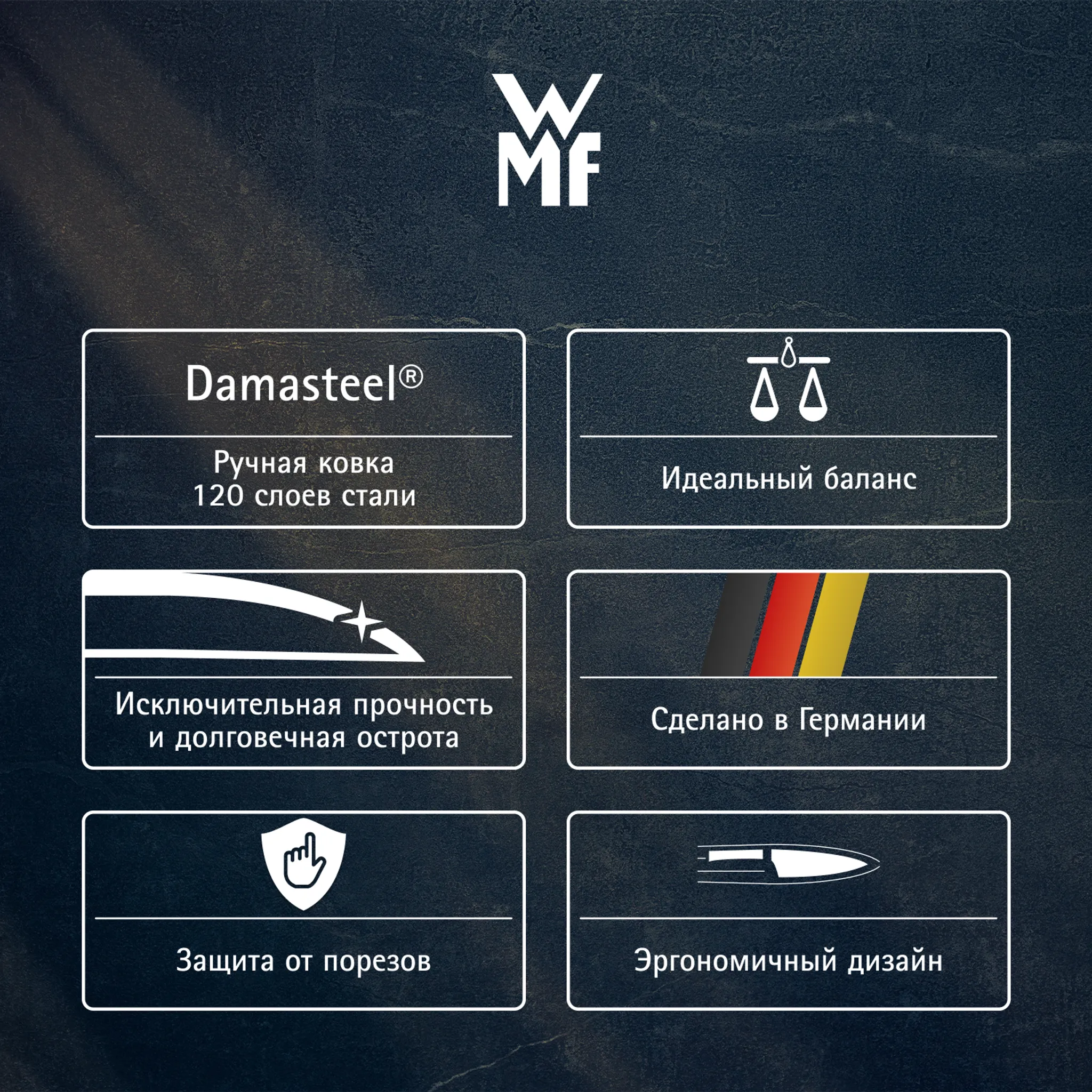 Универсальный нож WMF Chef's Edition Damasteel 10см.