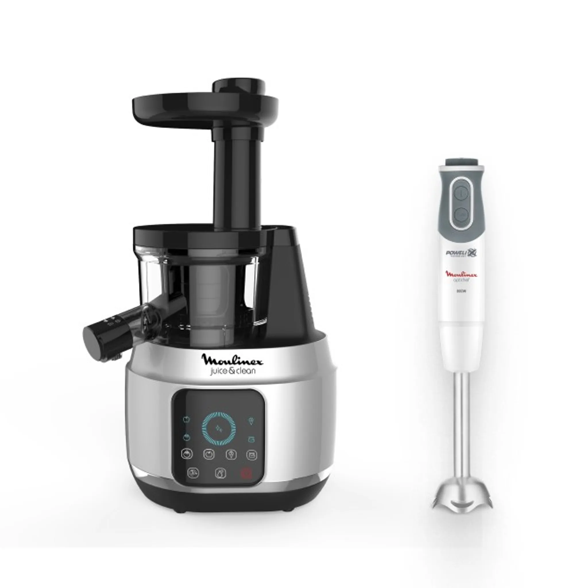 Здоровое питание с шнековой соковыжималкой Moulinex Juice & Clean ZU420E10 и погружным блендером Optichef DD643132 фото