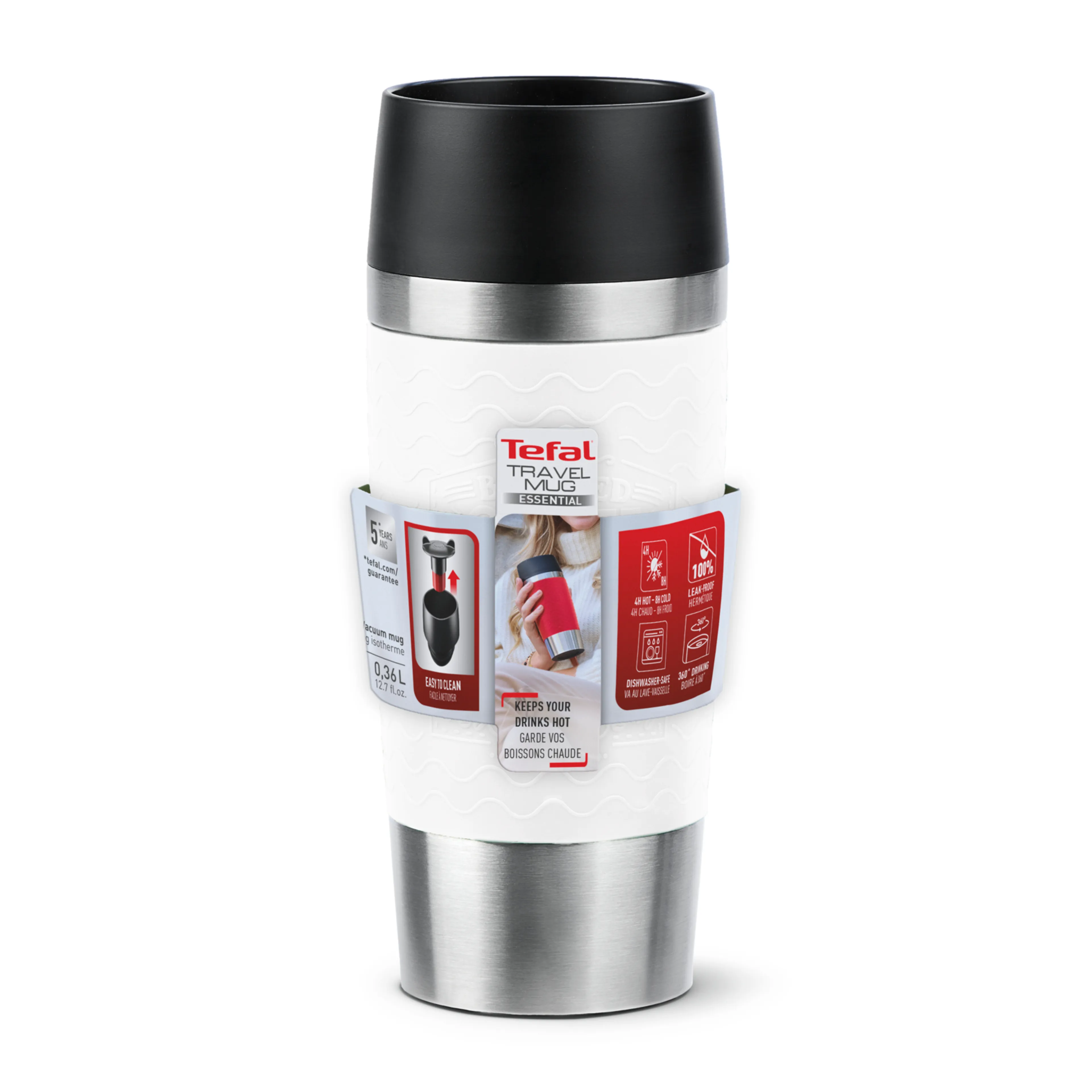 Термокружка Tefal из нержавеющей стали Essentia N2024617 0.36 л