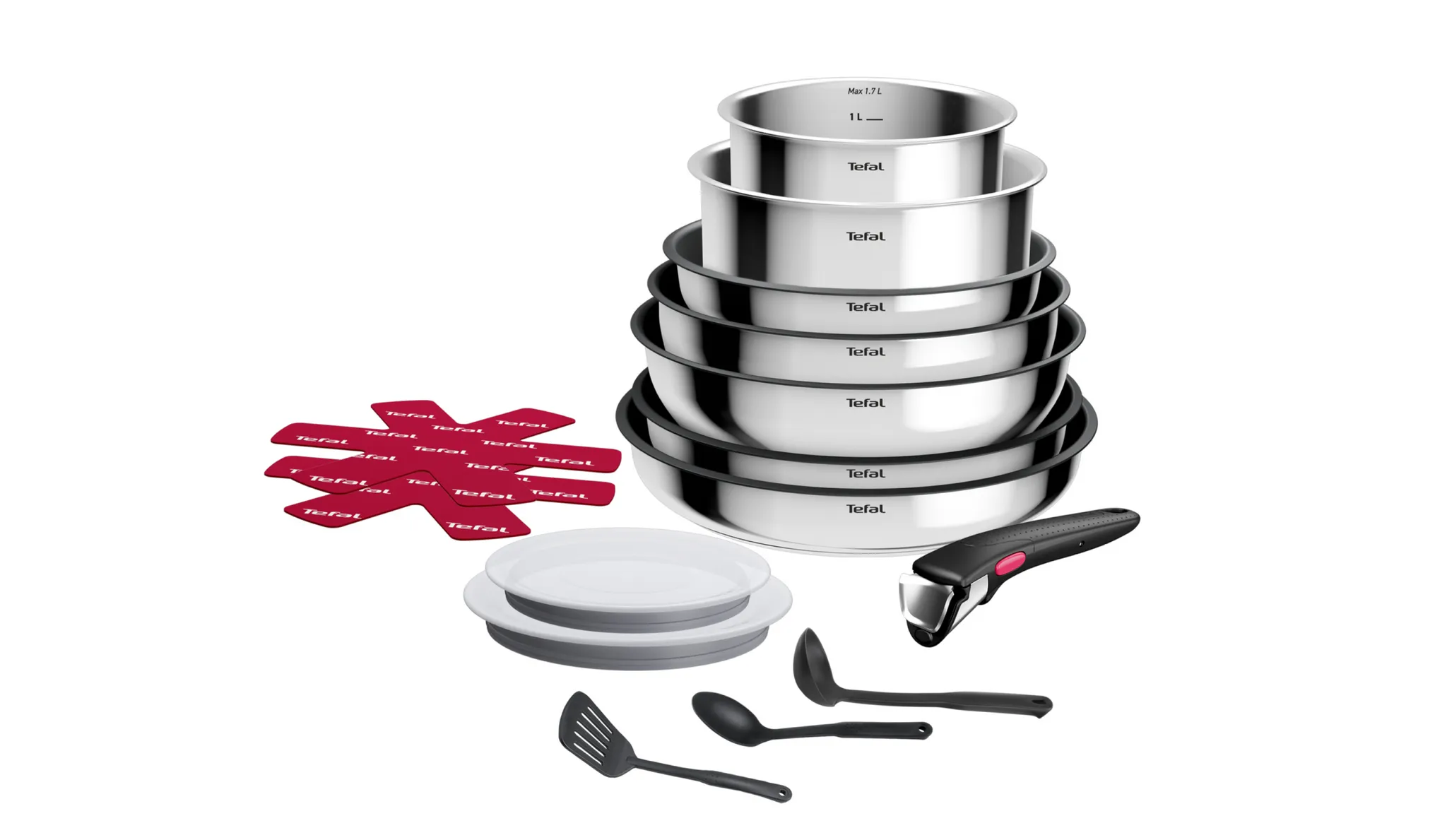 Набор посуды из нержавеющей стали Tefal Ingenio Cook Eat 15 предметов L881SF04
