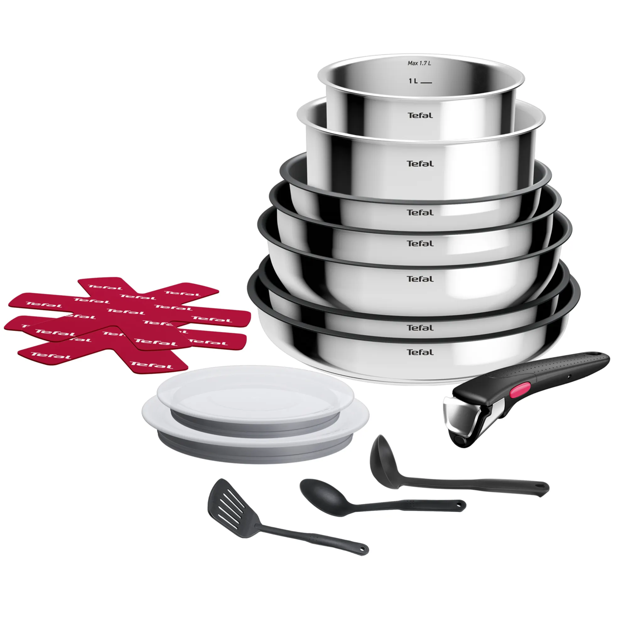 Набор посуды из нержавеющей стали Tefal Ingenio Cook Eat 15 предметов L881SF04