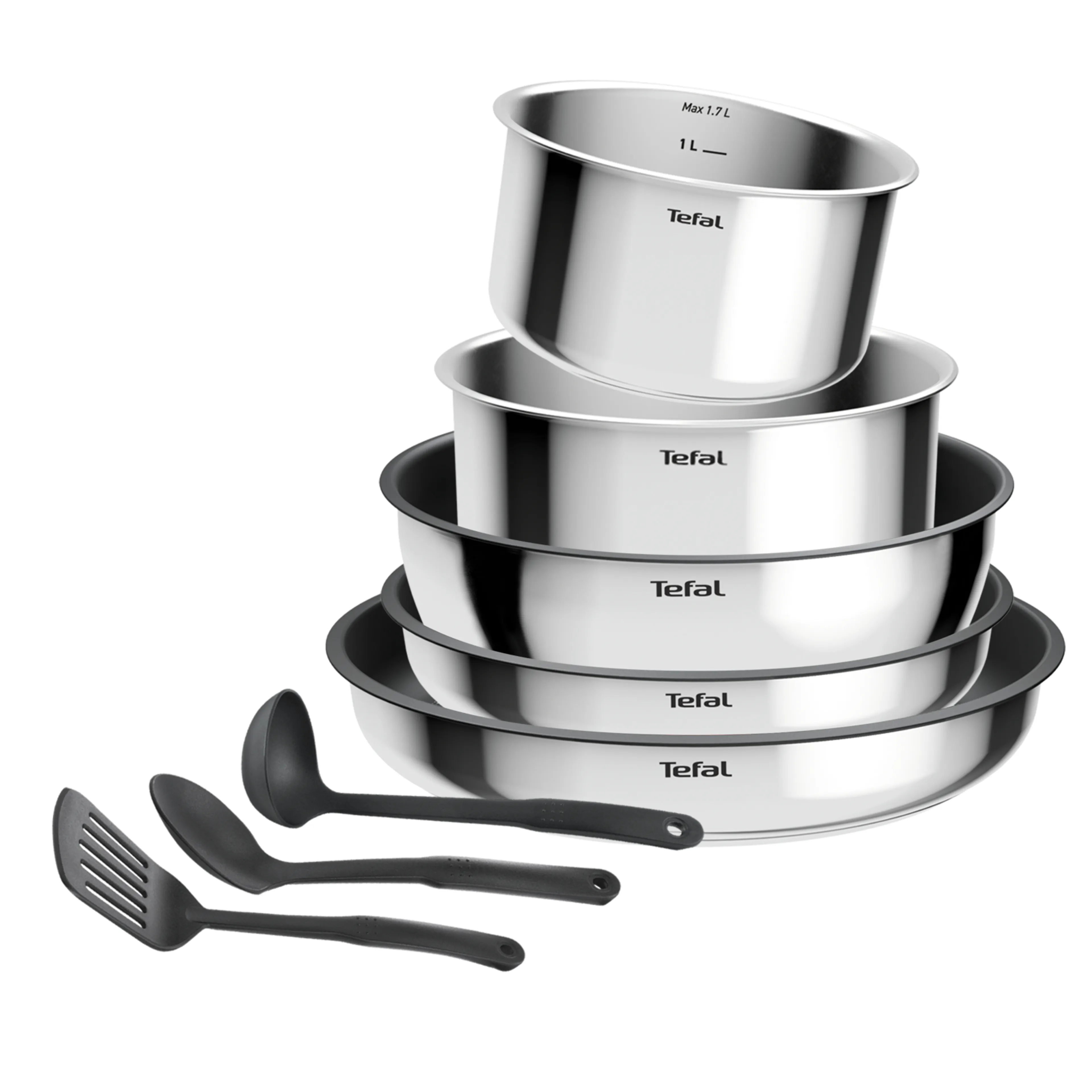 Набор посуды Tefal из нержавеющей стали Ingenio Cook Eat 9 предметов L881S904