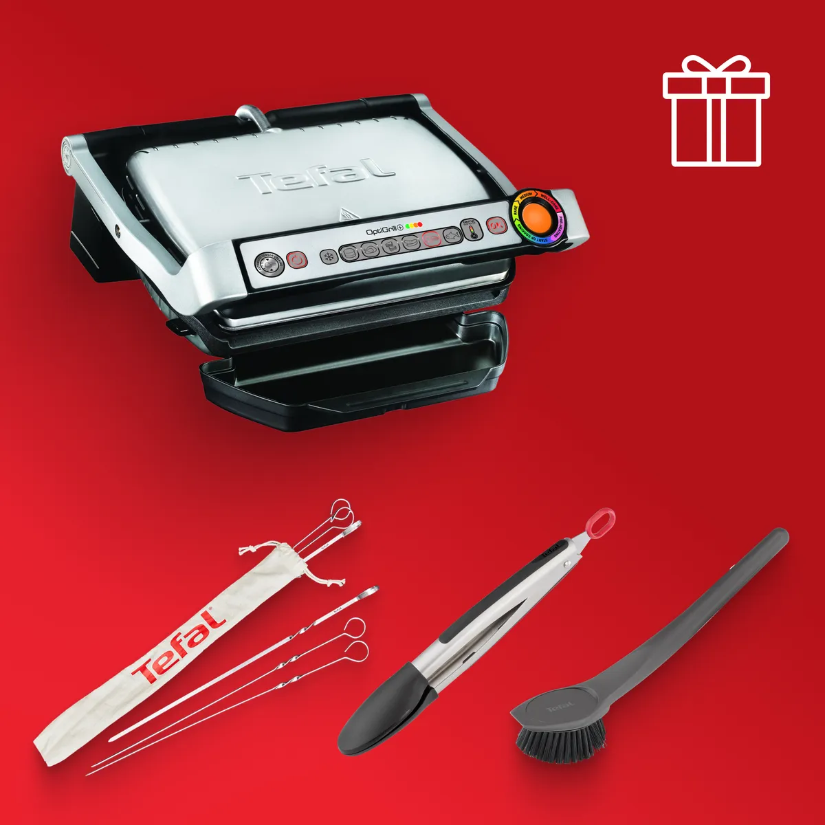 Умный электрогриль Tefal Optigrill+ GC716D12 с насадкой для вафель + аксессуары в подарок фото