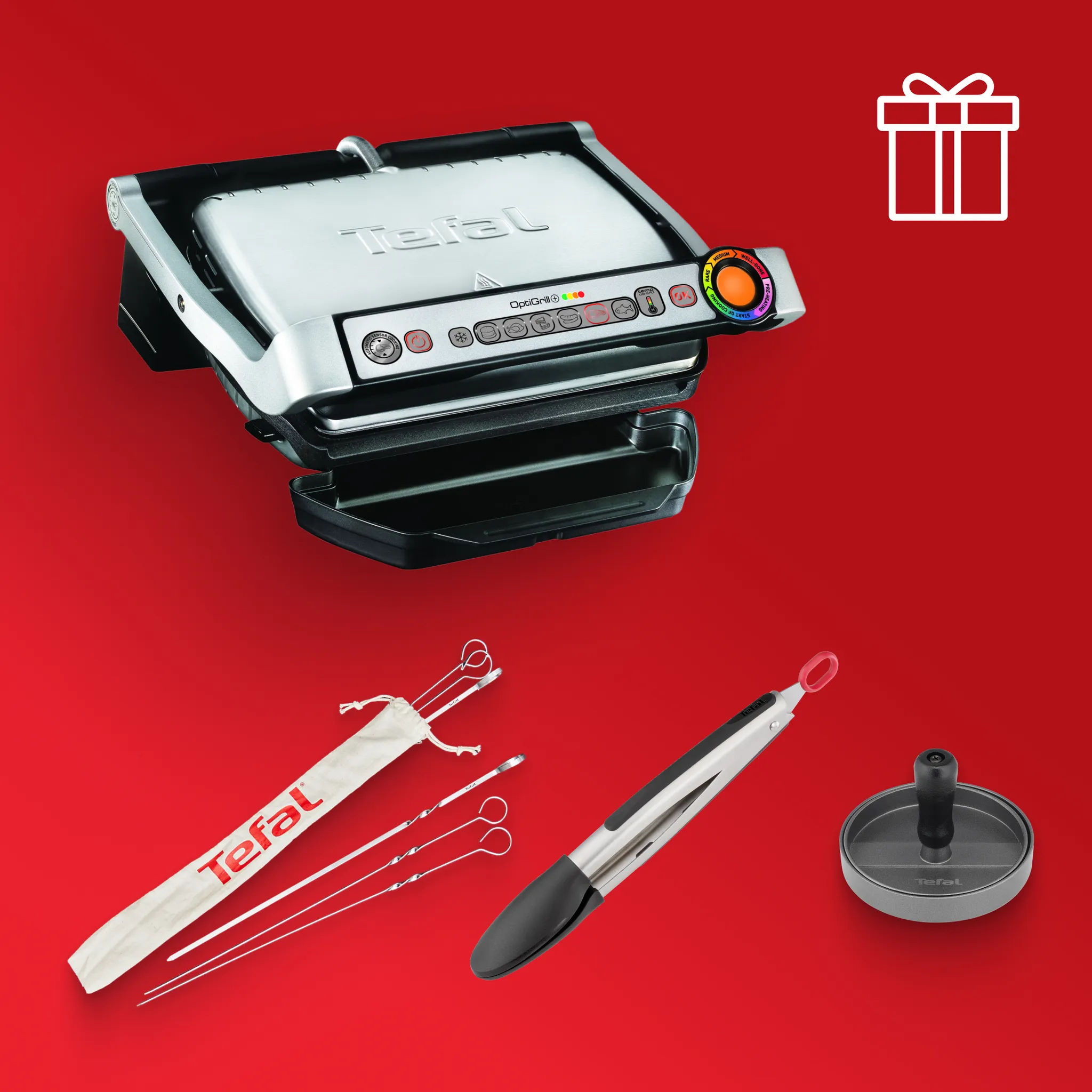 Умный электрогриль Tefal Optigrill+ GC712D34 + аксессуары в подарок фото