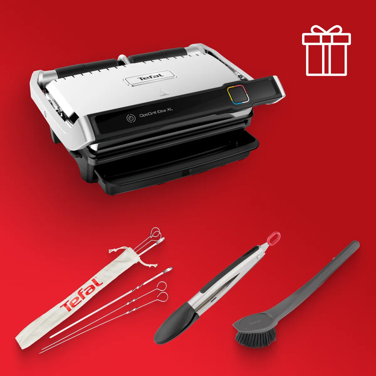 Умный электрогриль Tefal Optigrill Elite XL GC760D30 + аксессуары в подарок фото