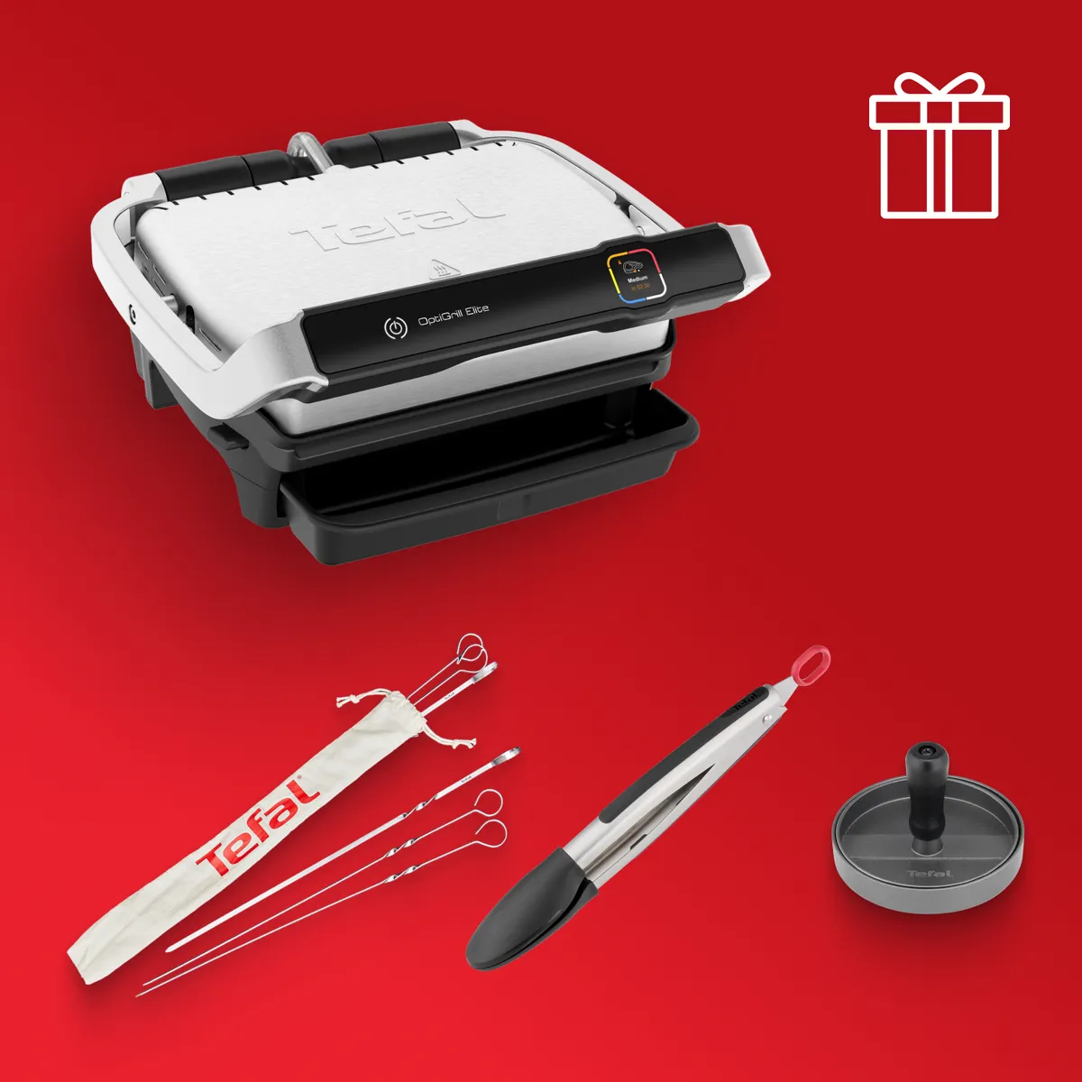 Умный электрогриль Tefal Optigrill Elite GC750D30 + аксессуары в подарок фото