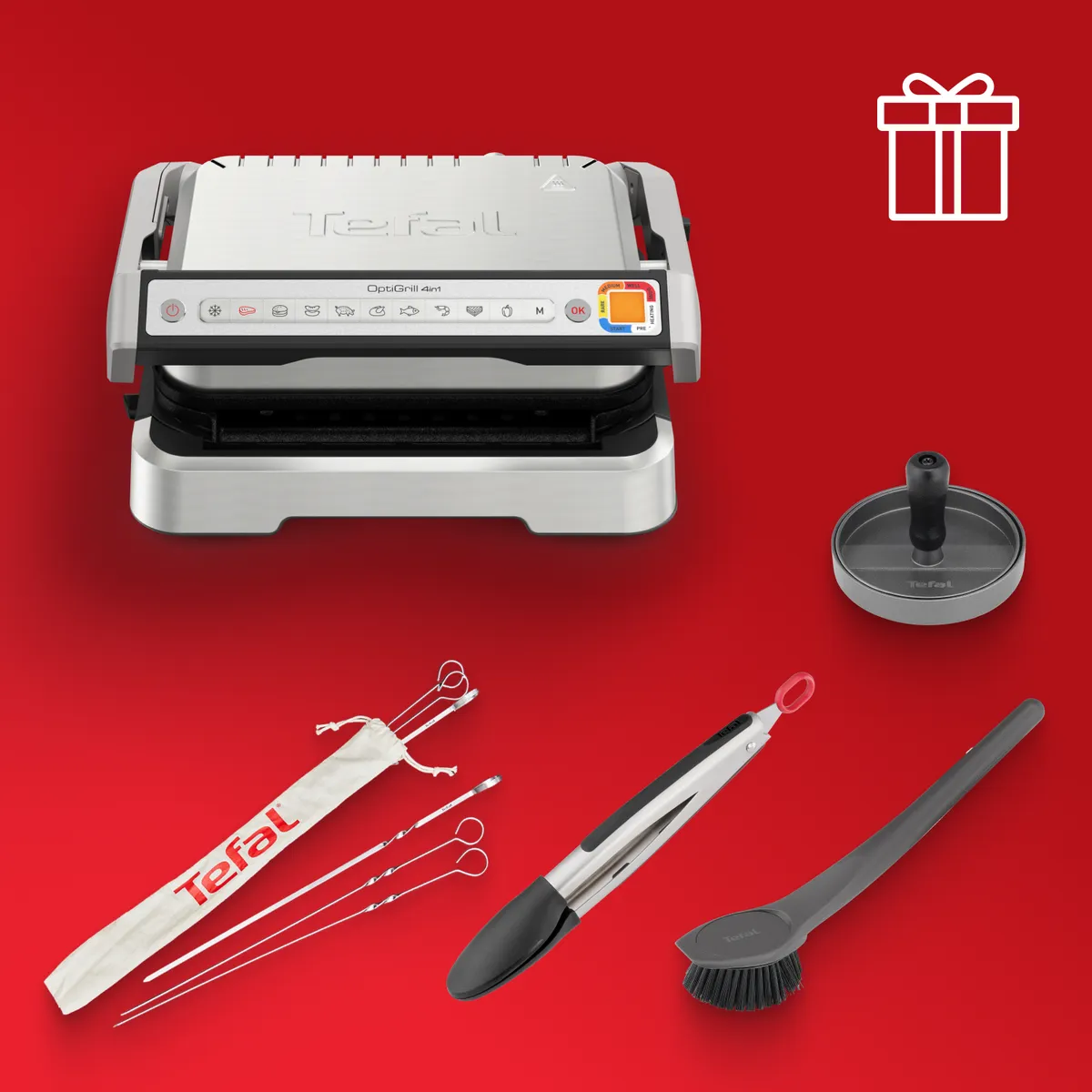 Умный электрогриль Tefal Optigrill 4 in 1 GC774D30 + аксессуары в подарок фото