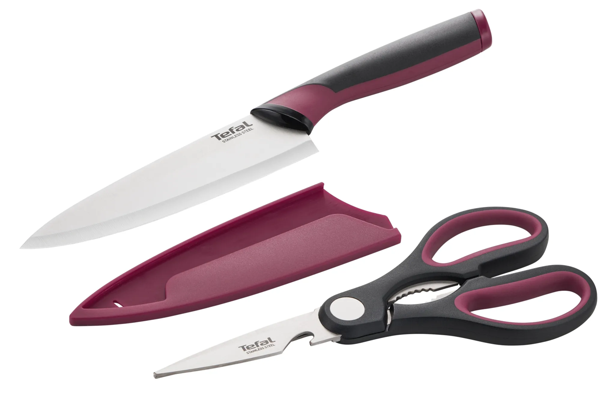 Набор из 2 предметов Tefal поварской нож 15 см + ножницы Tefal Comfort K250S225 фото