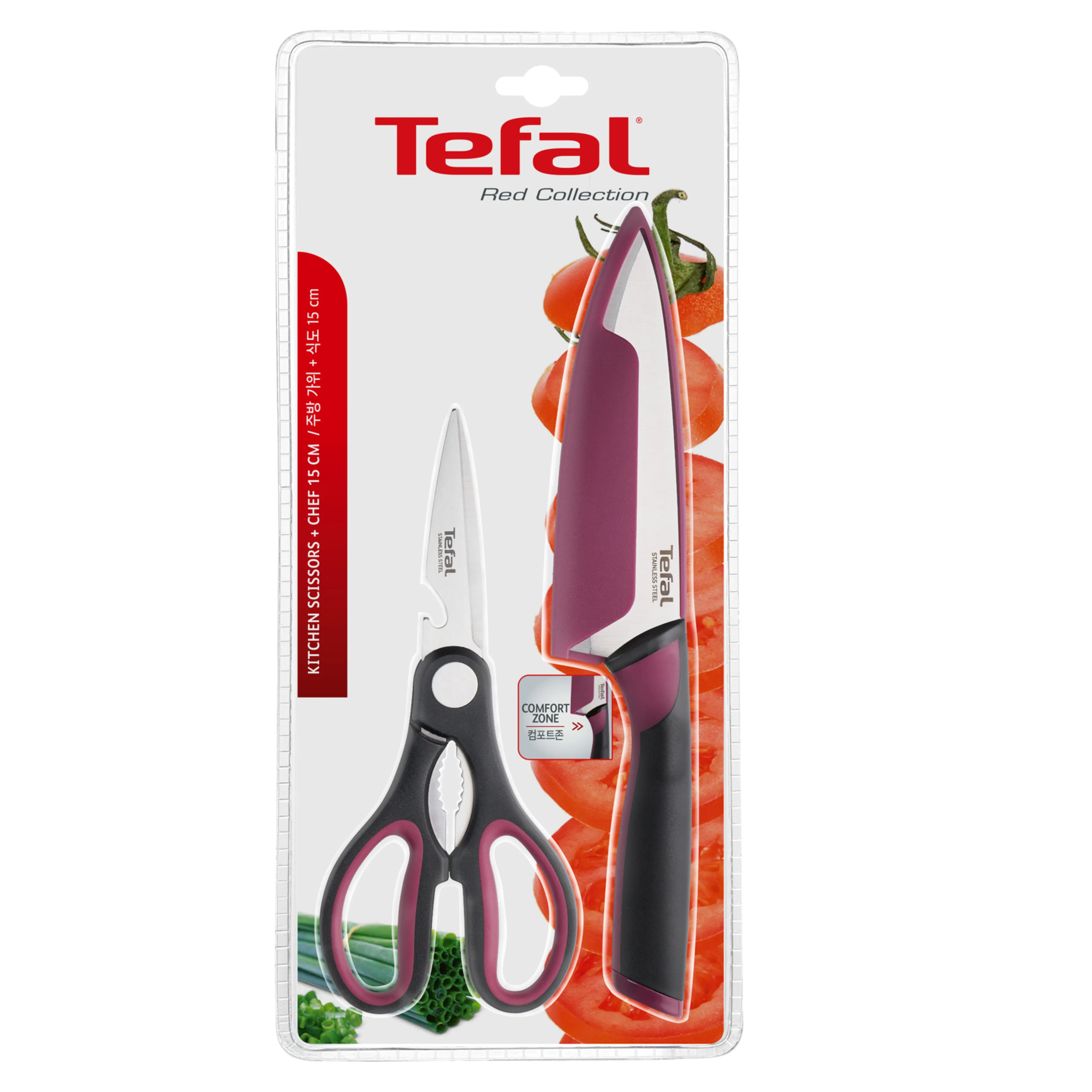 Набор из 2 предметов Tefal поварской нож 15 см + ножницы Tefal Comfort K250S225
