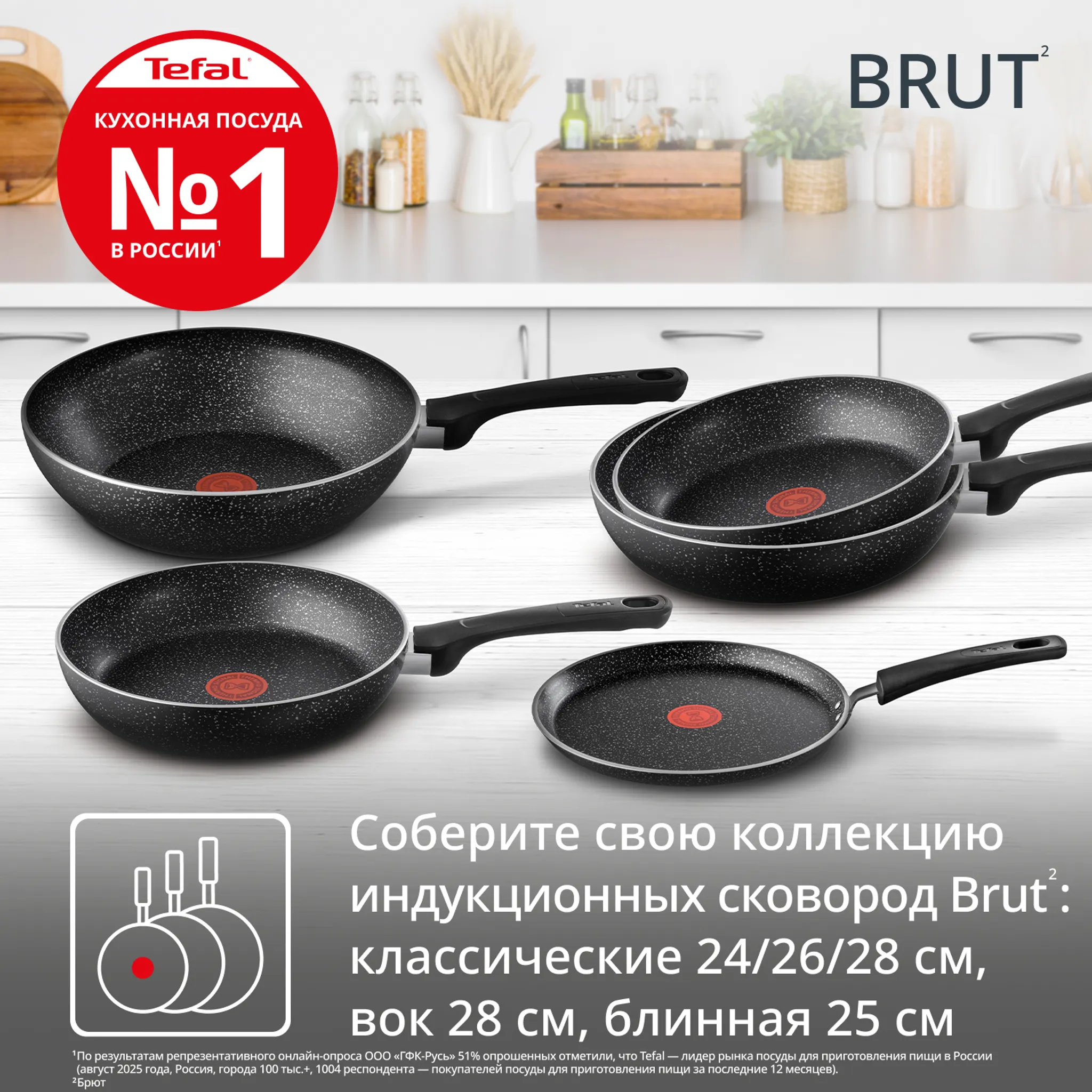 Индукционная сковорода для блинов Tefal Brut 25 см 04234525