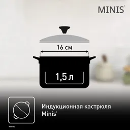 Кастрюля Tefal Minis 16 см со стеклянной крышкой H8744255