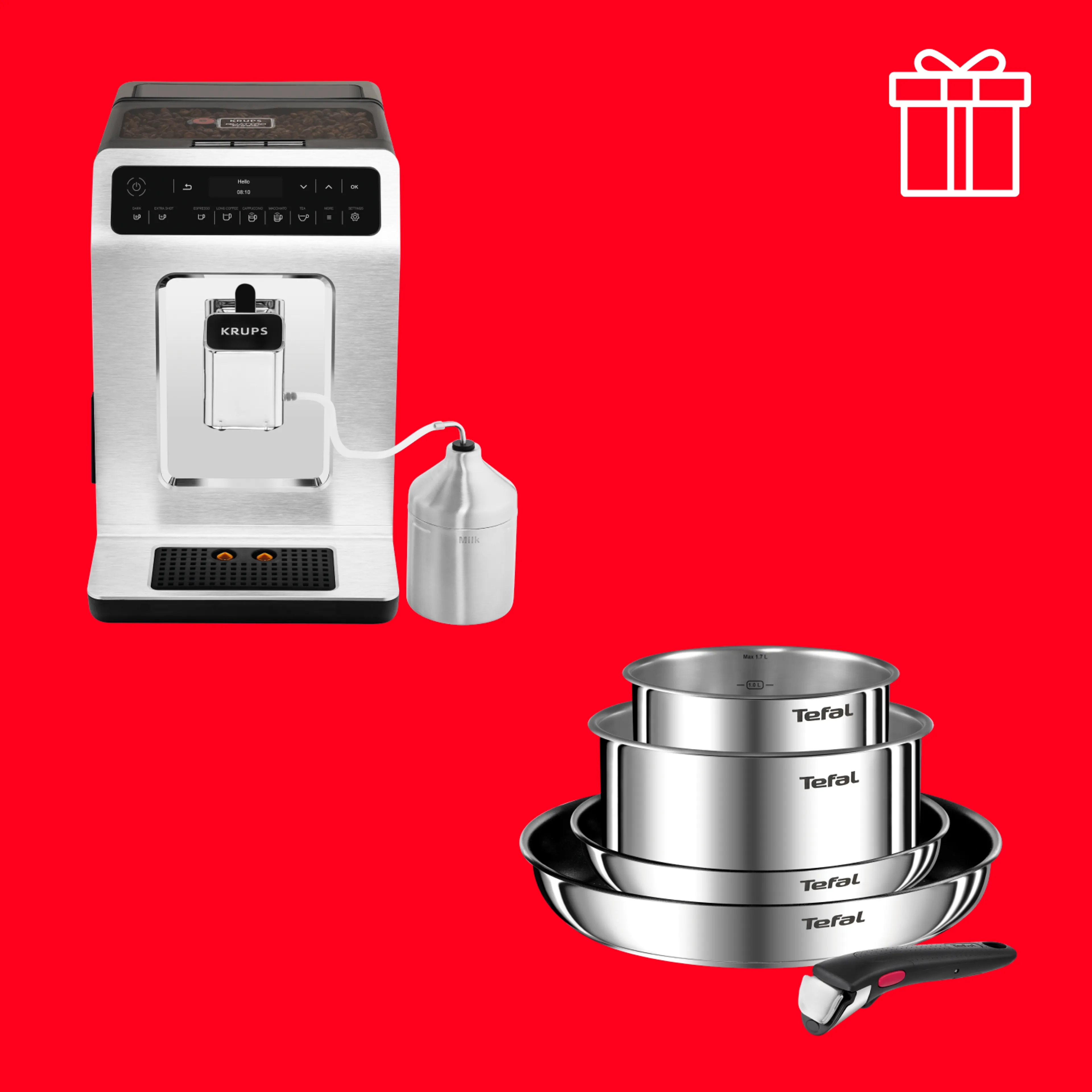 Автоматическая кофемашина KRUPS EA891C10 + Набор посуды Ingenio Cook Eat 10 предметов L881SA04 фото