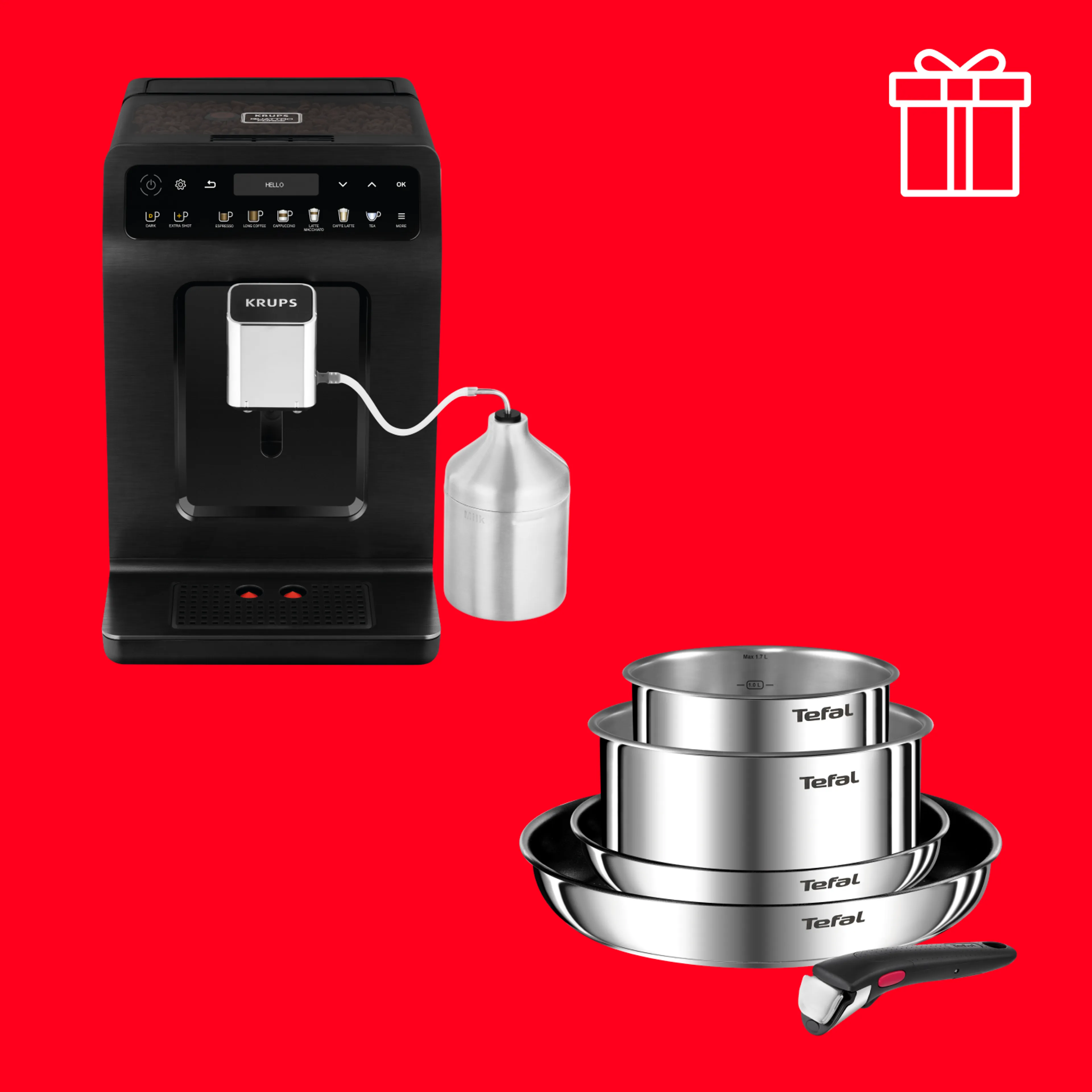 Автоматическая кофемашина KRUPS EA891810 + Набор посуды Ingenio Cook Eat 10 предметов L881SA04 фото