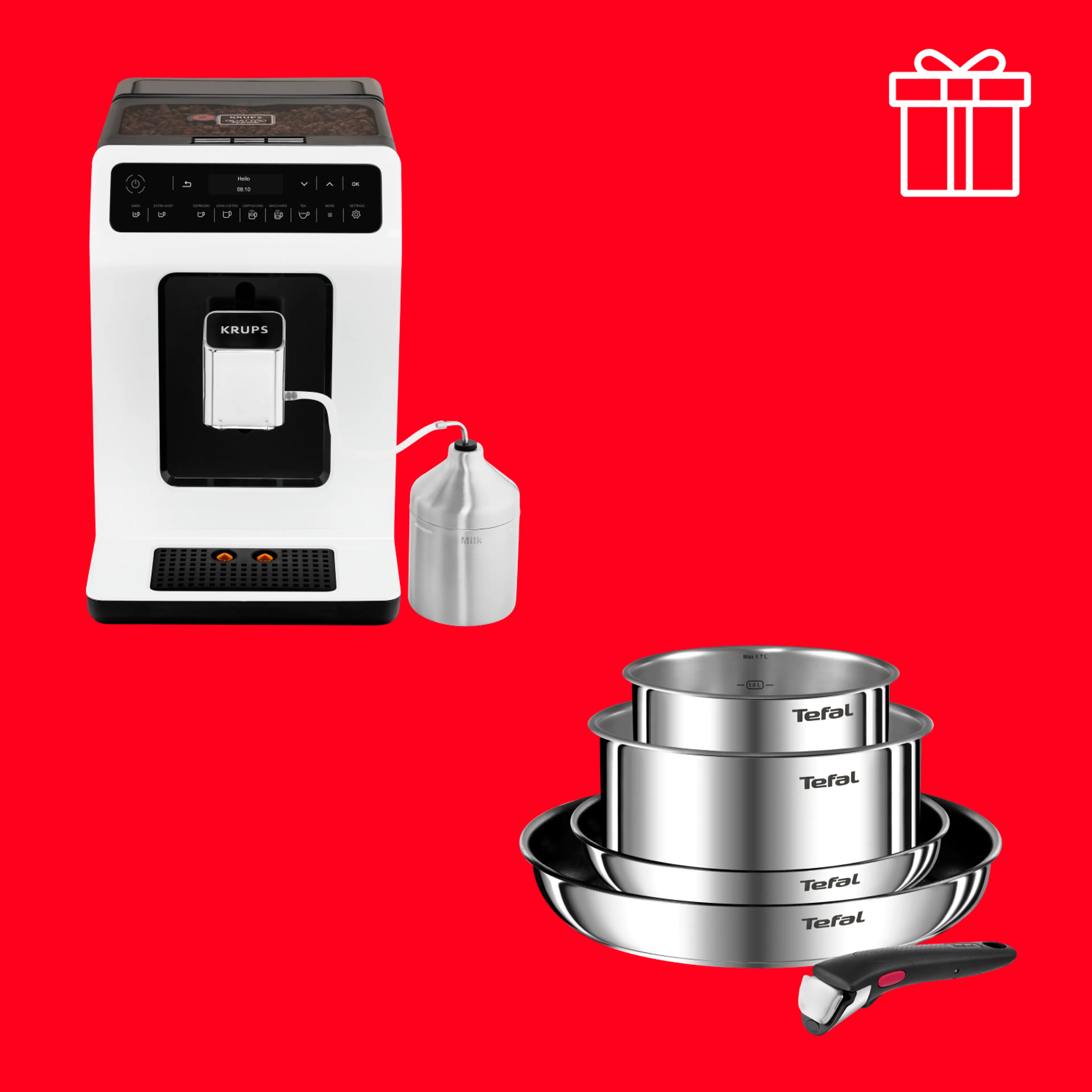 Автоматическая кофемашина KRUPS EA891110 + Набор посуды Ingenio Cook Eat 10 предметов L881SA04 фото