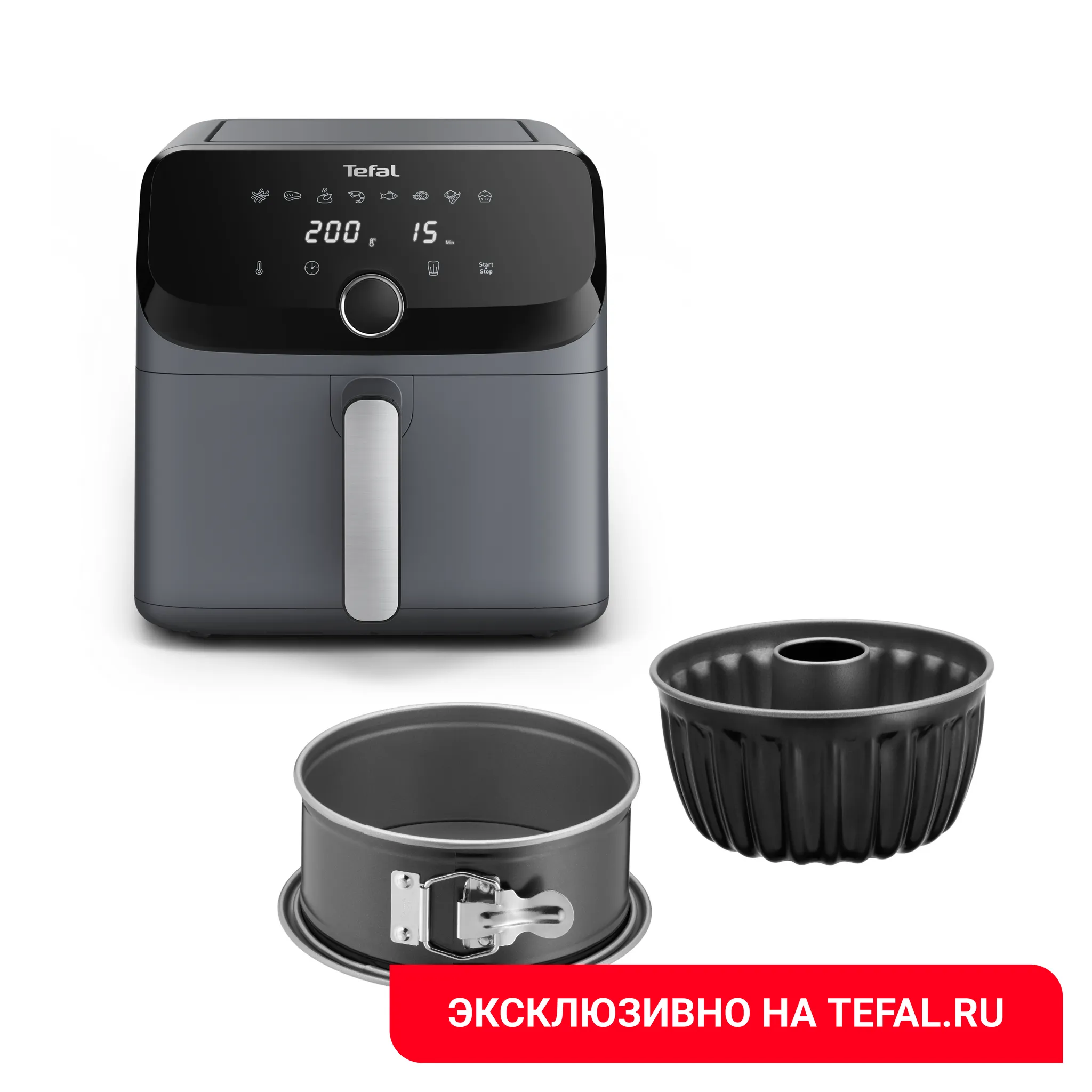 Аэрогриль Tefal Easy Fry Mega EY855D10 + Формы для выпечки Tefal J176S204 фото