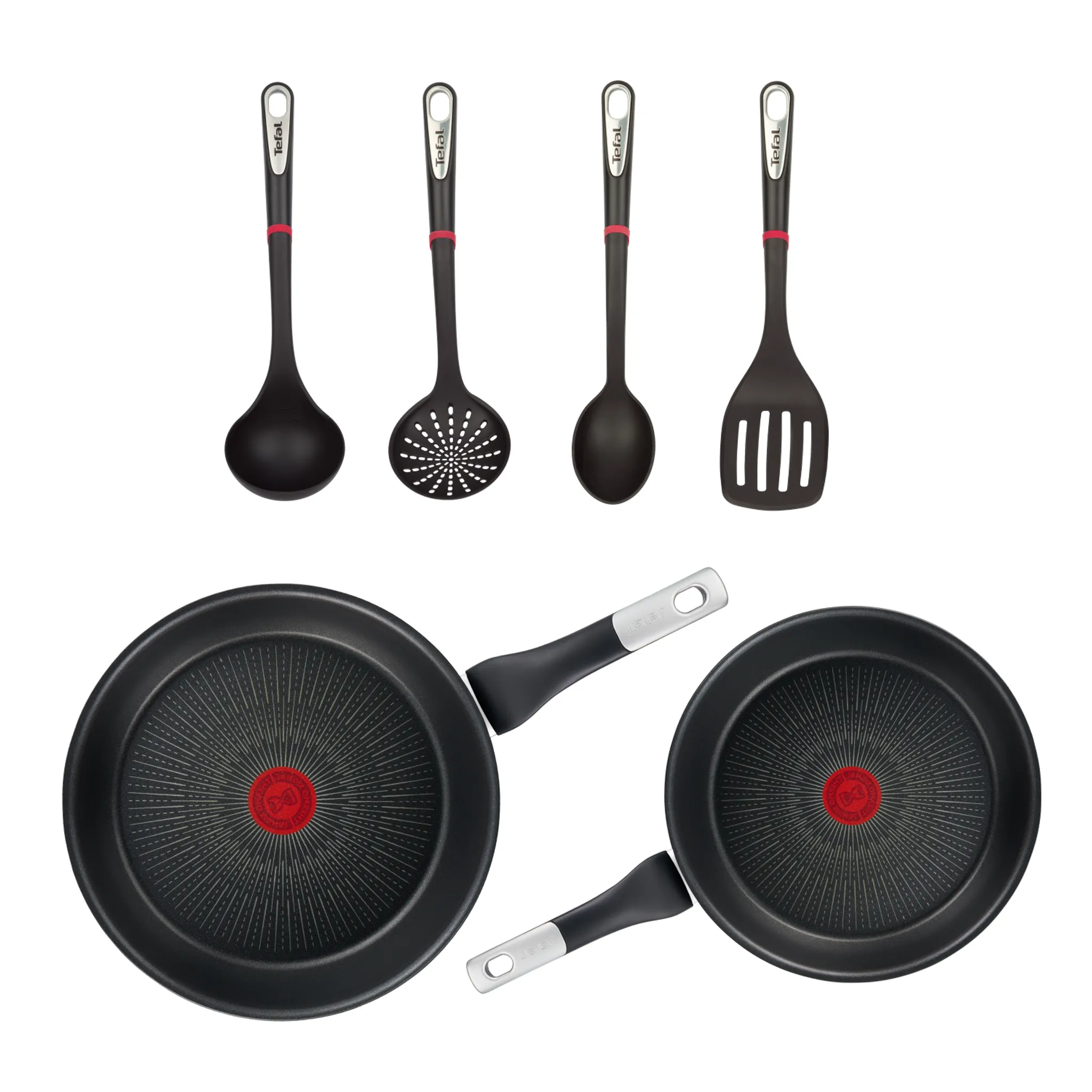 Набор сковород Tefal Unlimited 24/28 см + Набор аксессуаров Ingenio 4 шт