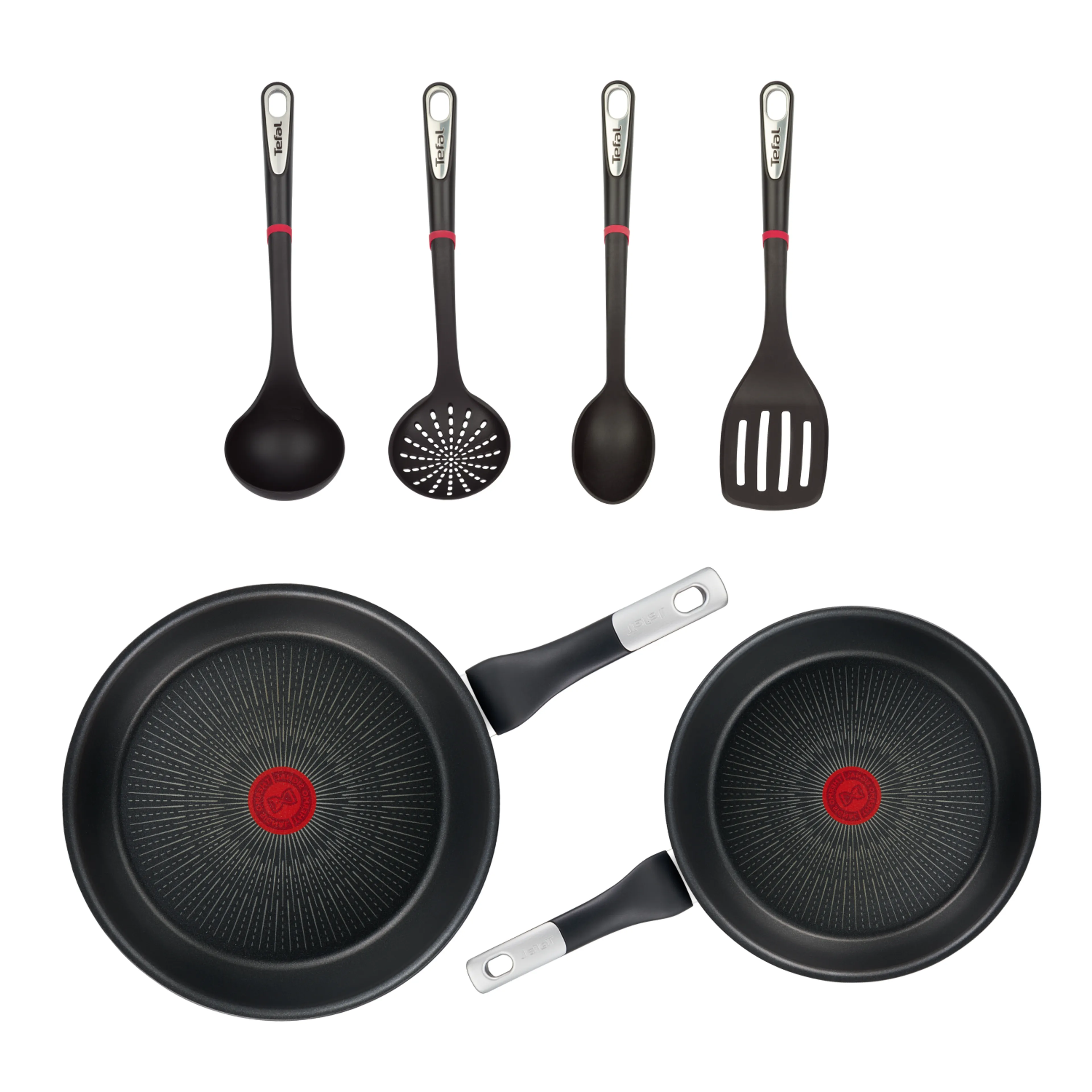Набор сковород Tefal Unlimited 24/28 см + Набор аксессуаров Ingenio 4 шт фото