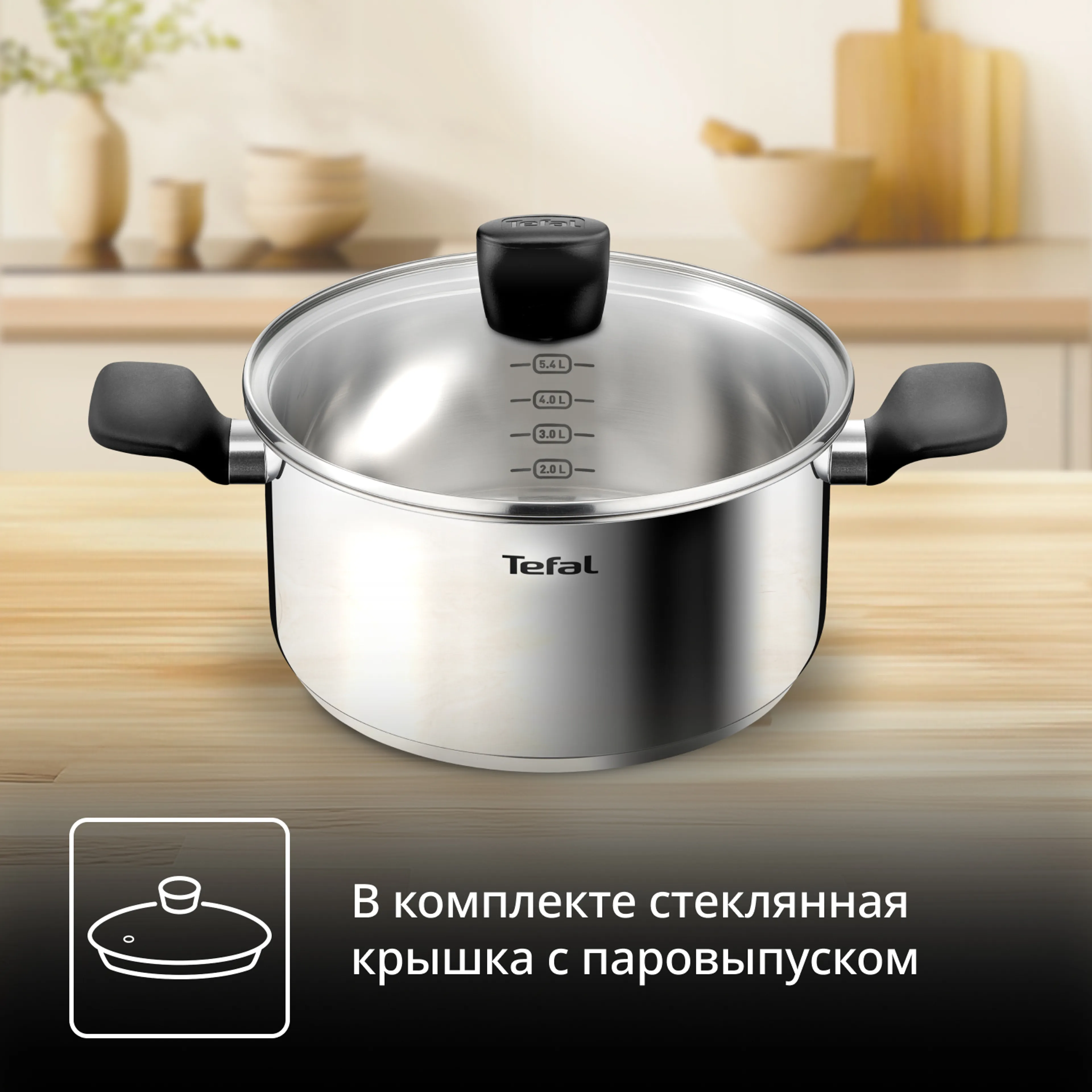 Кастрюля Tefal Confidence 24 см со стеклянной крышкой G7644674