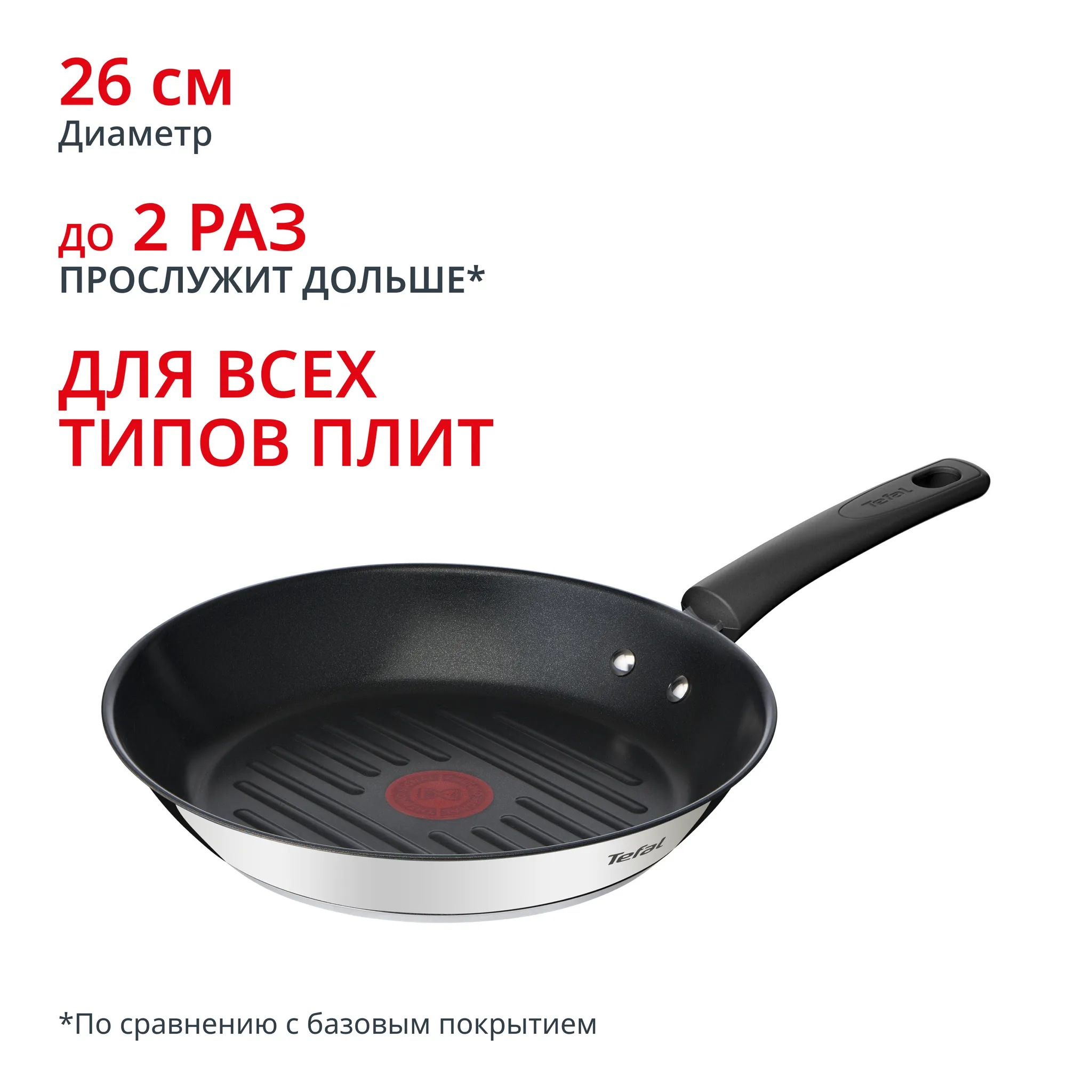 Индукционная сковорода-гриль круглая Tefal Duetto + 26 cm G7334055