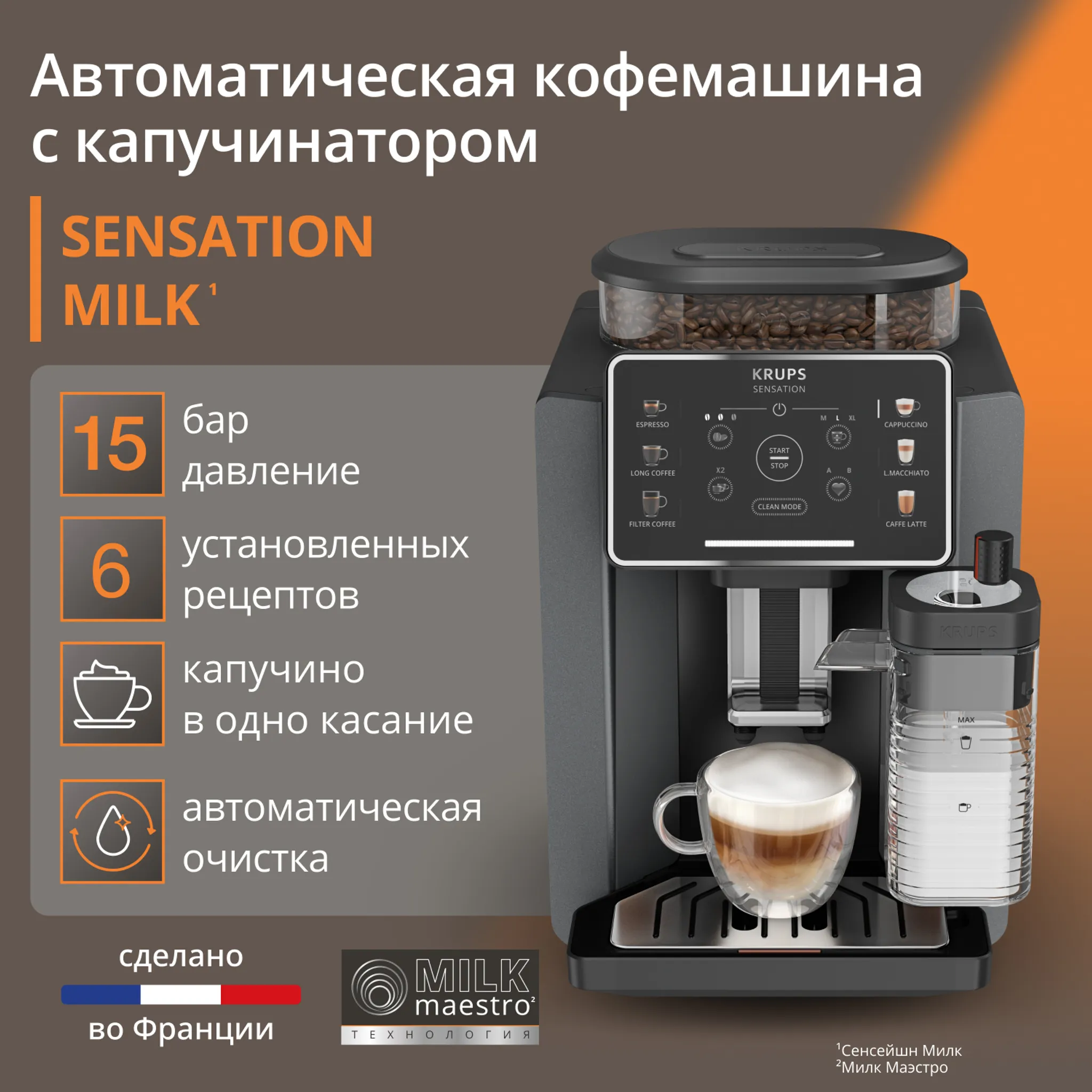 Автоматическая кофемашина KRUPS Sensation Milk M90