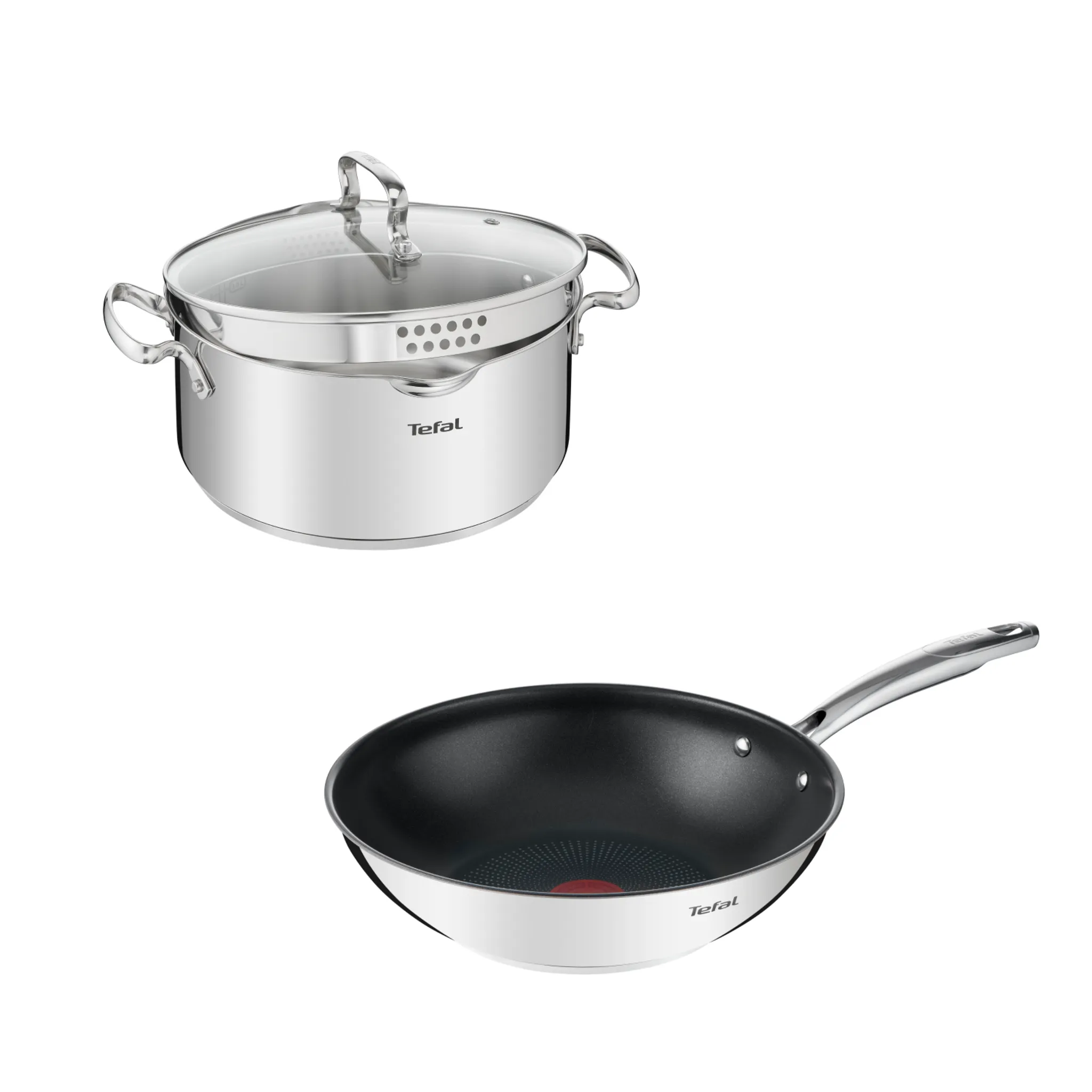 Набор посуды Tefal Кастрюля 20 + Сковорода Вок Duetto+ фото