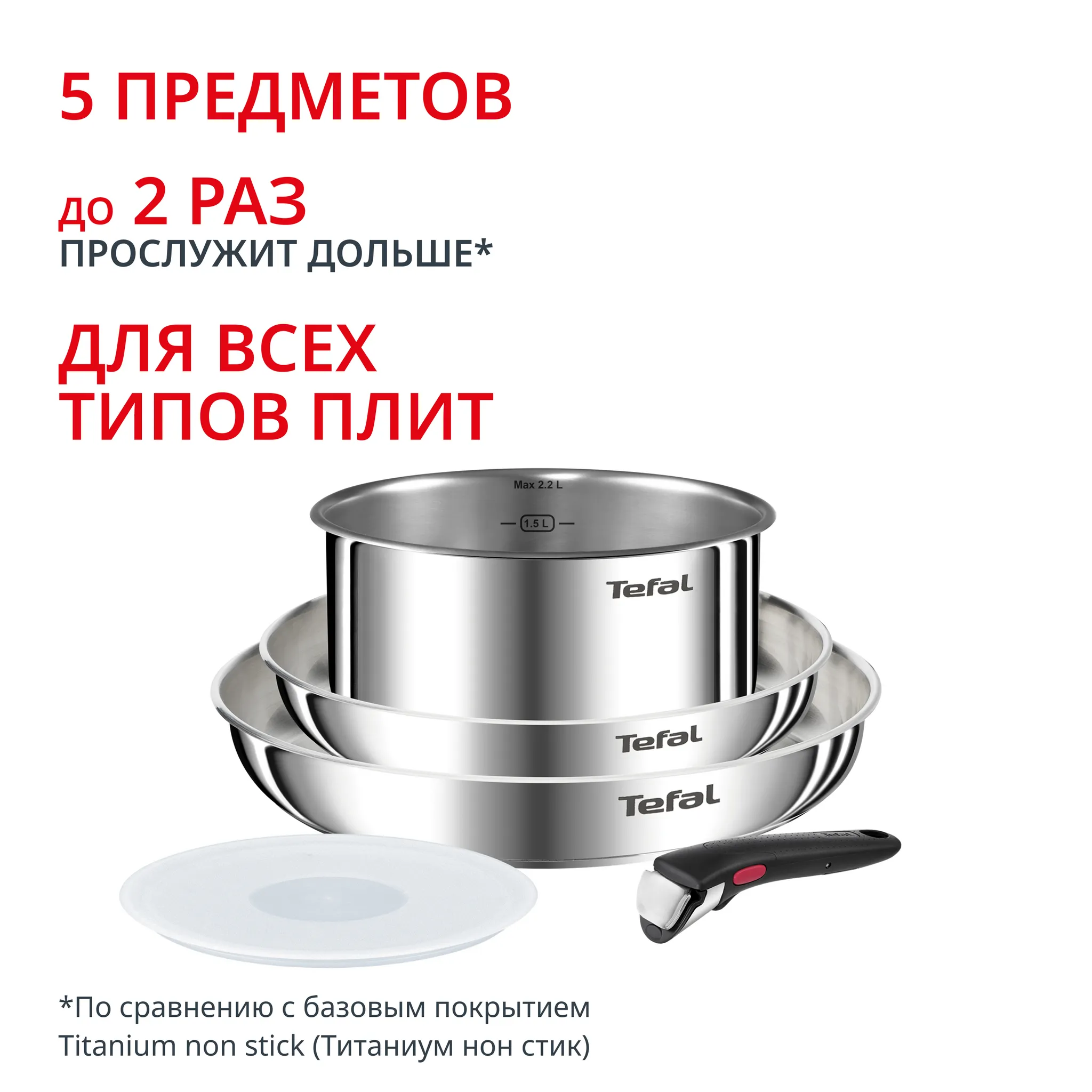 Набор посуды Tefal Ingenio Emotion 5 предметов 18/22/26 см L896S504