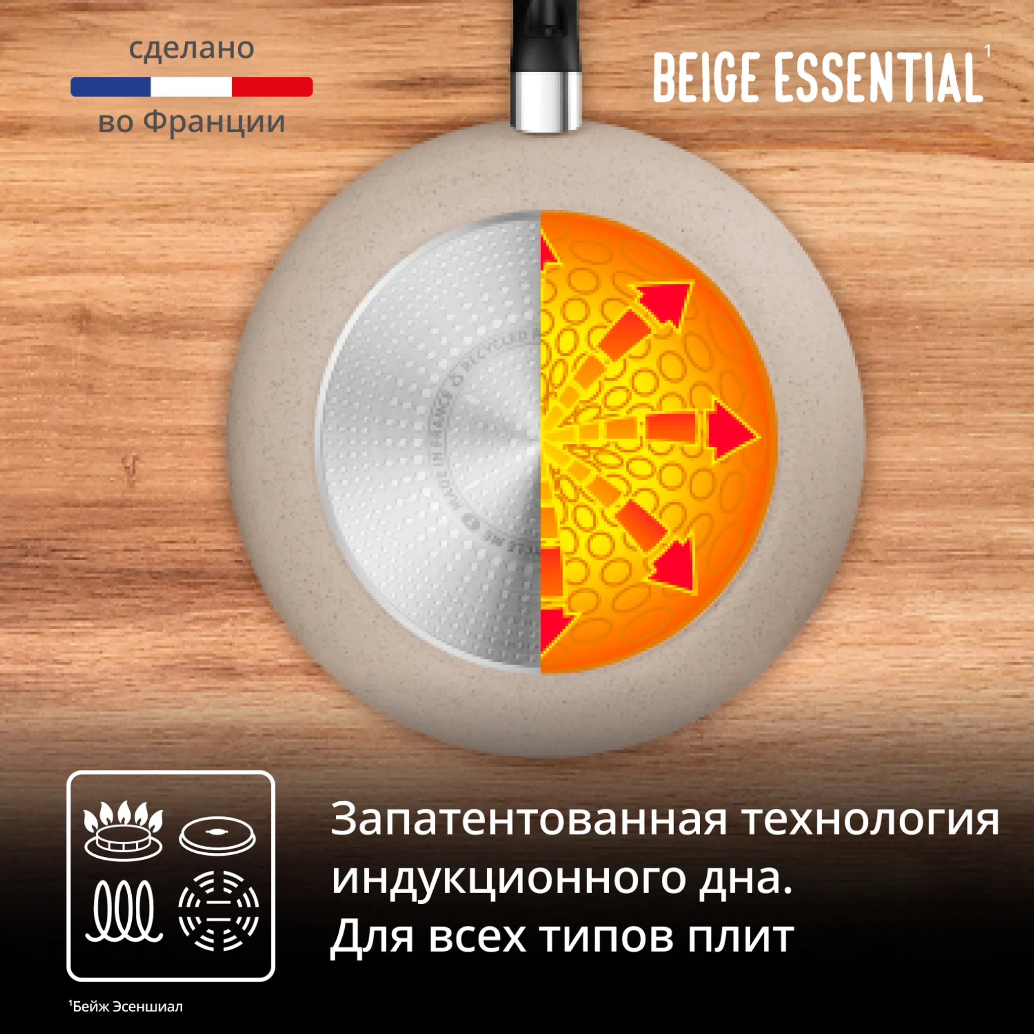 Индукционная сковорода Tefal Beige Essential G0070402 24 см