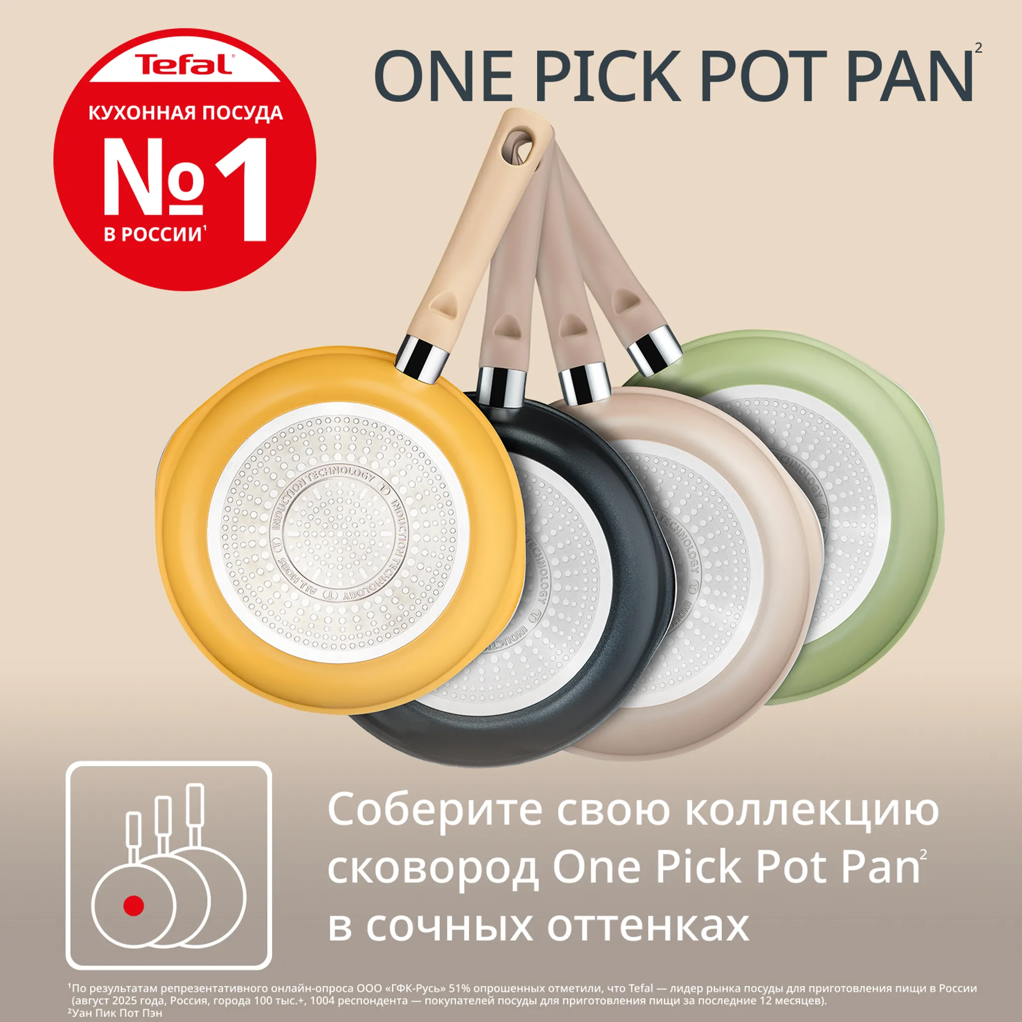 Сковорода Tefal One Pick Pot Pan G1808604 22 см