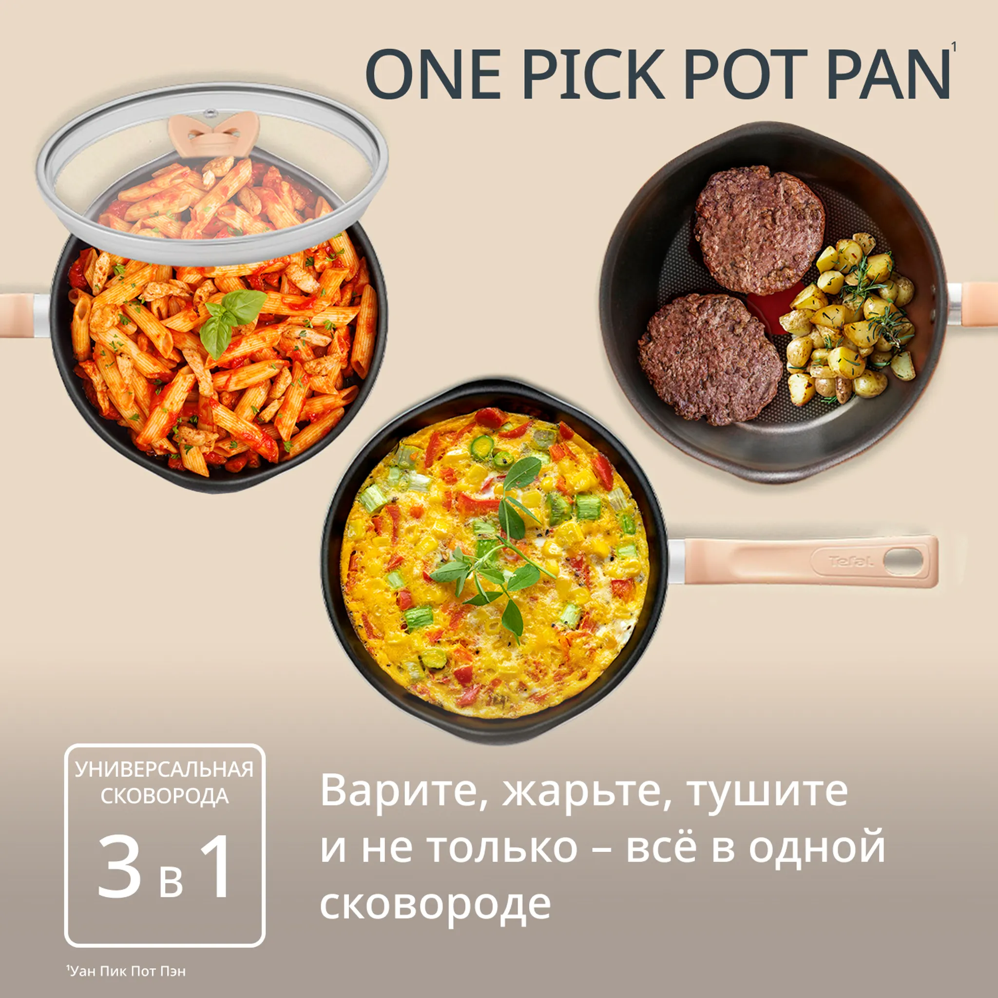 Сковорода Tefal One Pick Pot Pan G1668704 24 см купить в официальном магазине