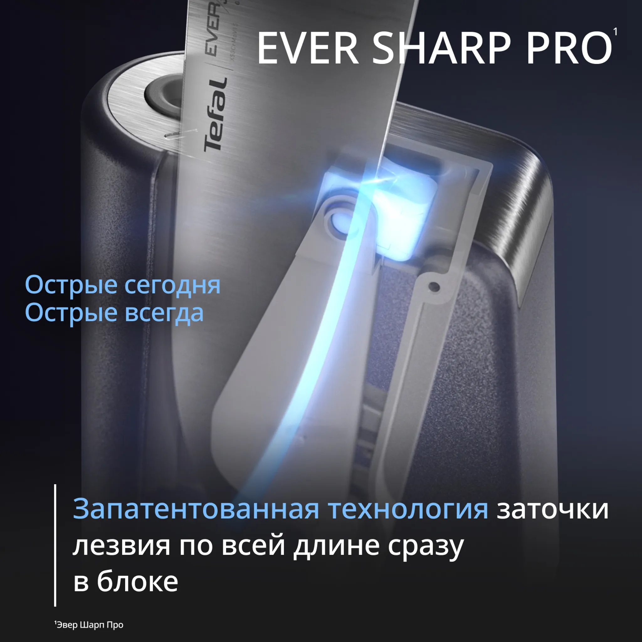 Набор ножей и блок Tefal EverSharp PRO  со встроенной точилкой 6 предметов K297S744