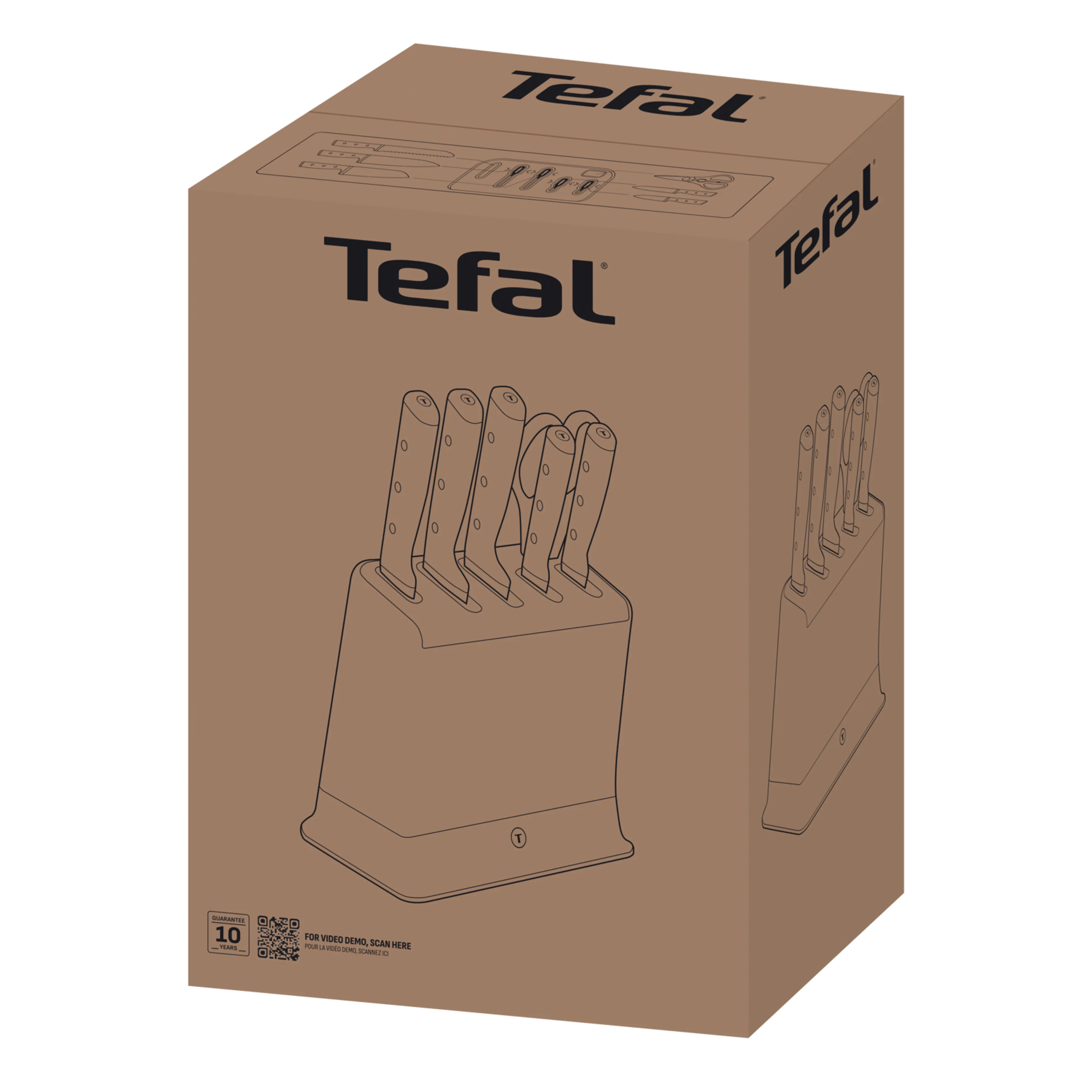 Набор ножей и блок Tefal Ever Sharp PRO  со встроенной точилкой 6 предметов K297S744