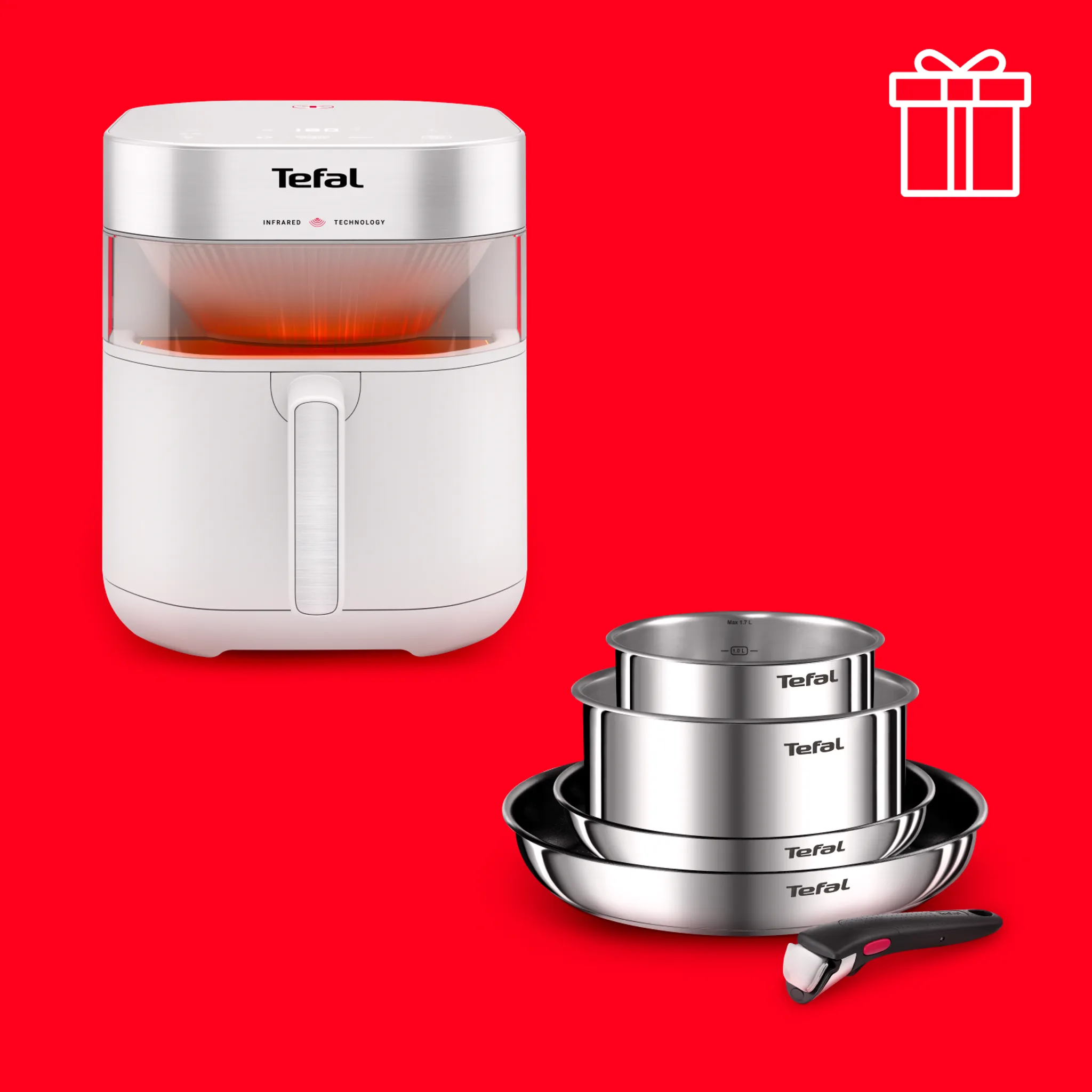 Аэрогриль Tefal Infrared EY831GE0 + Набор посуды Ingenio L897S574 в подарок фото