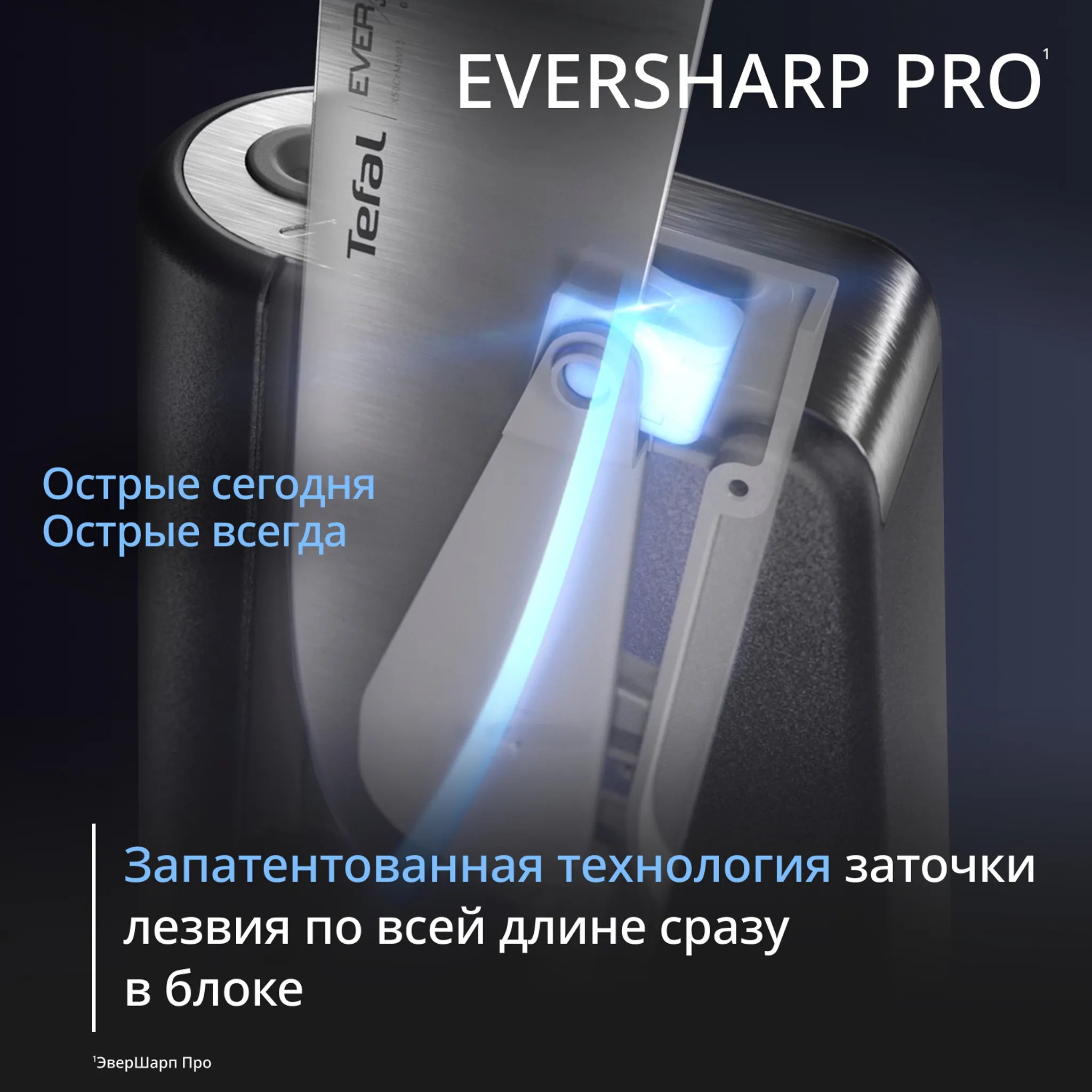 Набор ножей и блок Tefal EverSharp PRO со встроенной точилкой 6 предметов K2977S44