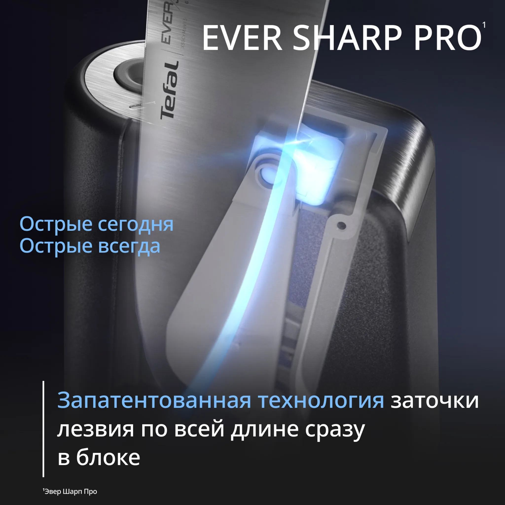 Набор ножей и блок Tefal EverSharp PRO со встроенной точилкой 5 предметов K2976S04