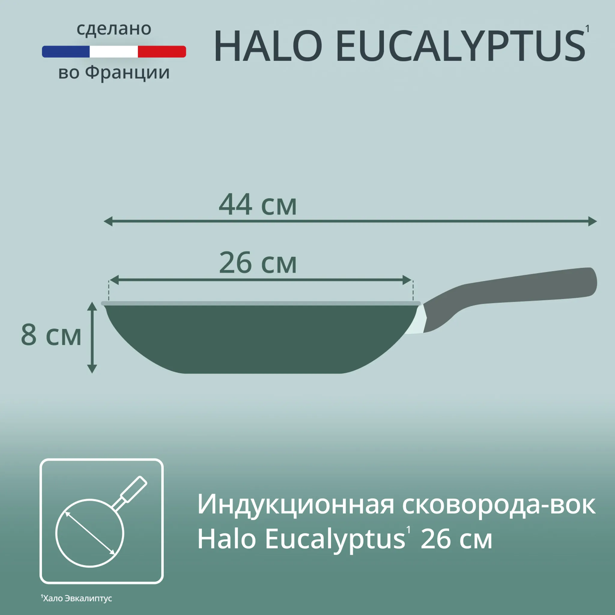 Сковорода-вок Tefal Halo Eucalyptus 26 см G0167702