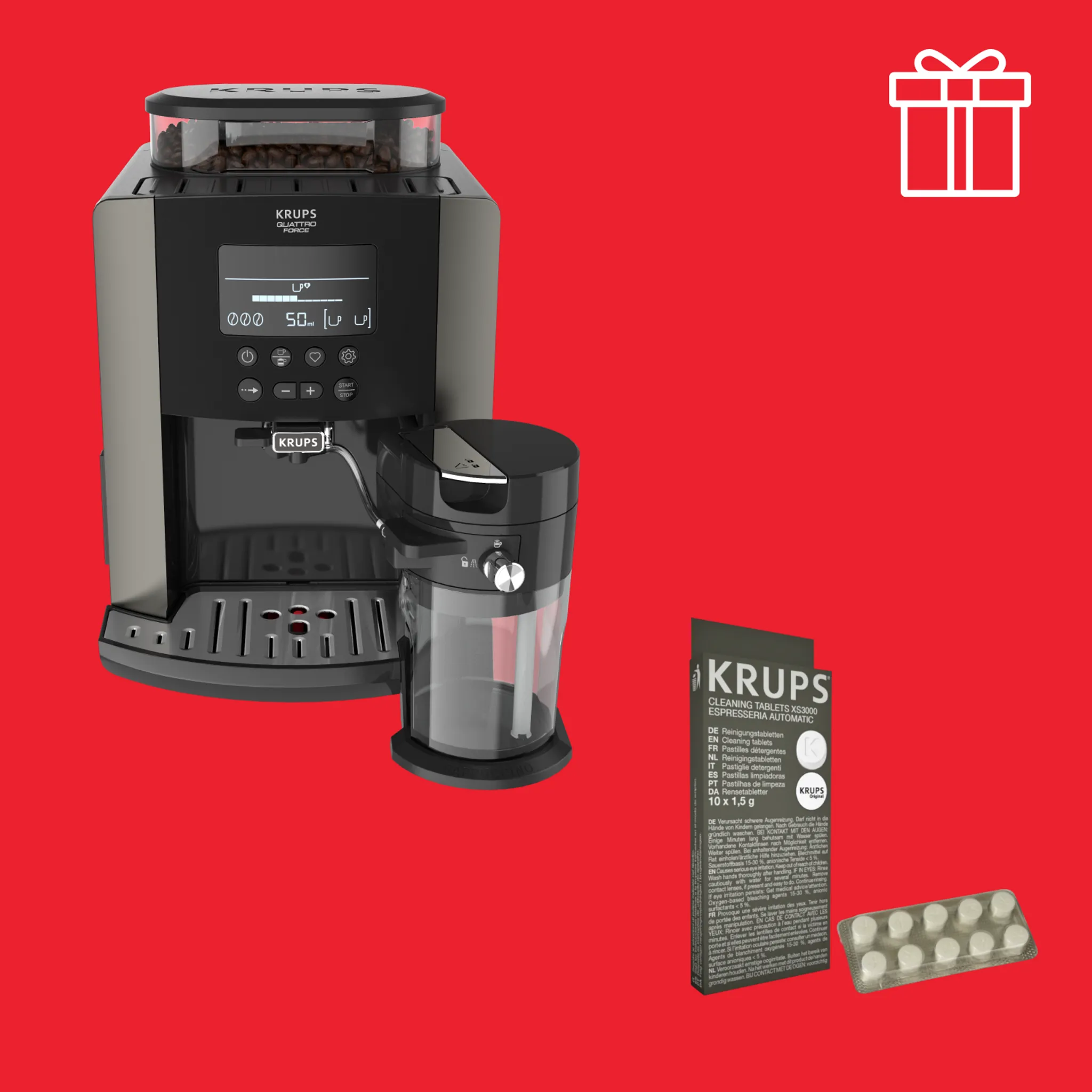 Автоматическая кофемашина Krups EA819E10+Чистящее средство XS300010
