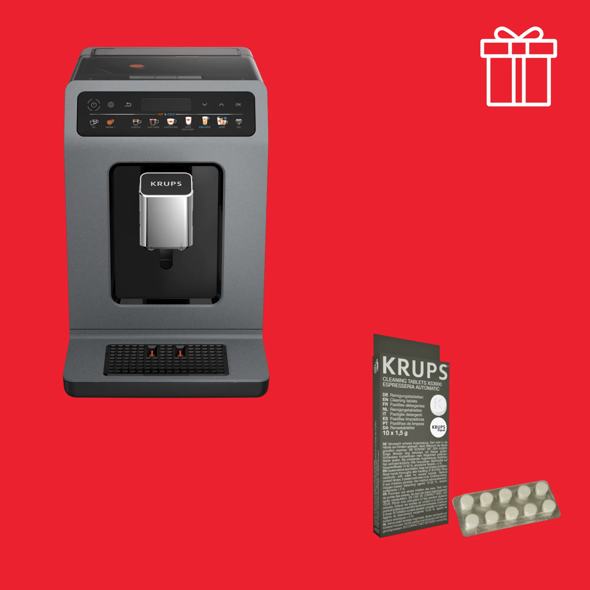 Автоматическая кофемашина Krups EA898GF0+Чистящее средство XS300010