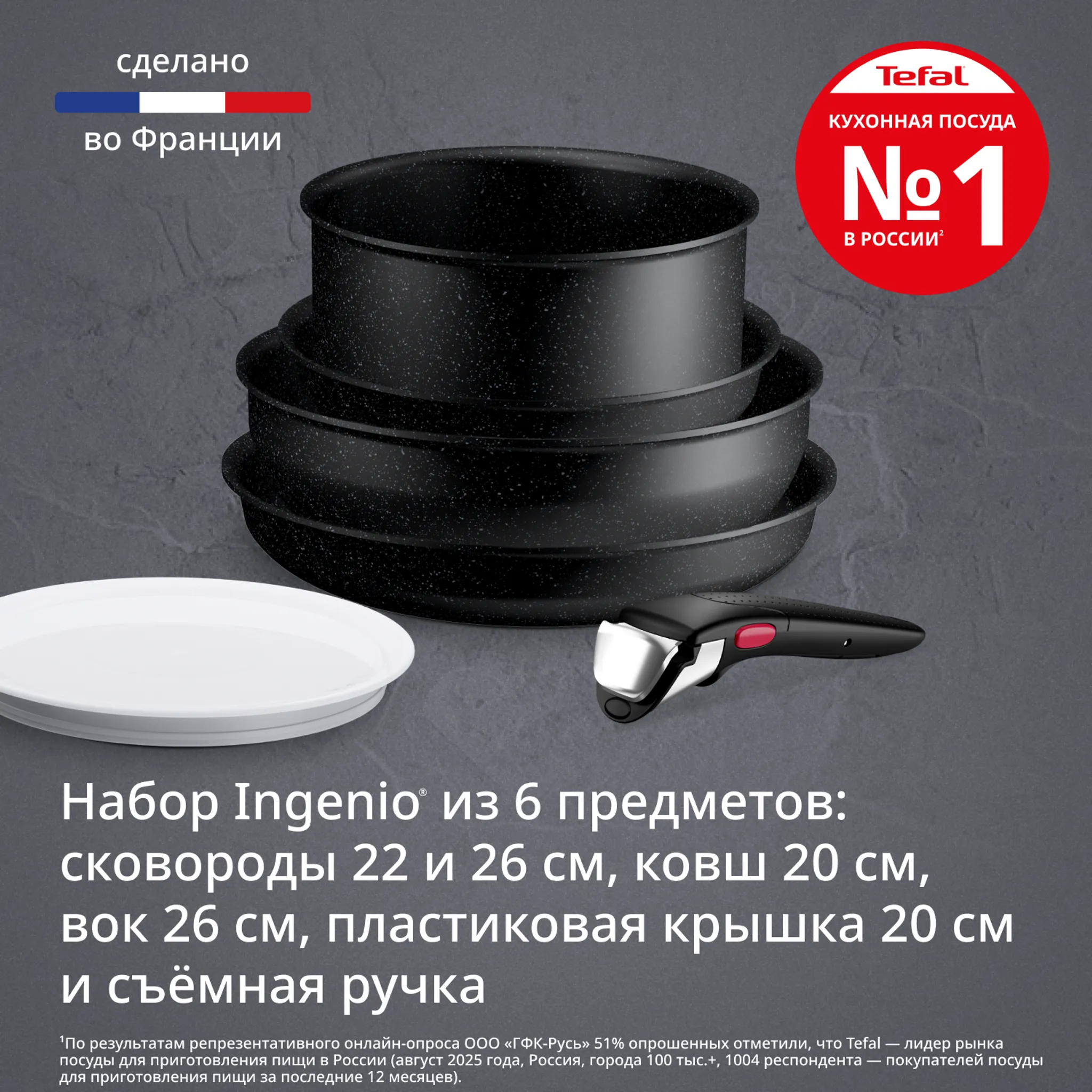 Набор посуды Tefal Ingenio Expertise 6 предметов 20/22/26 см P0029172