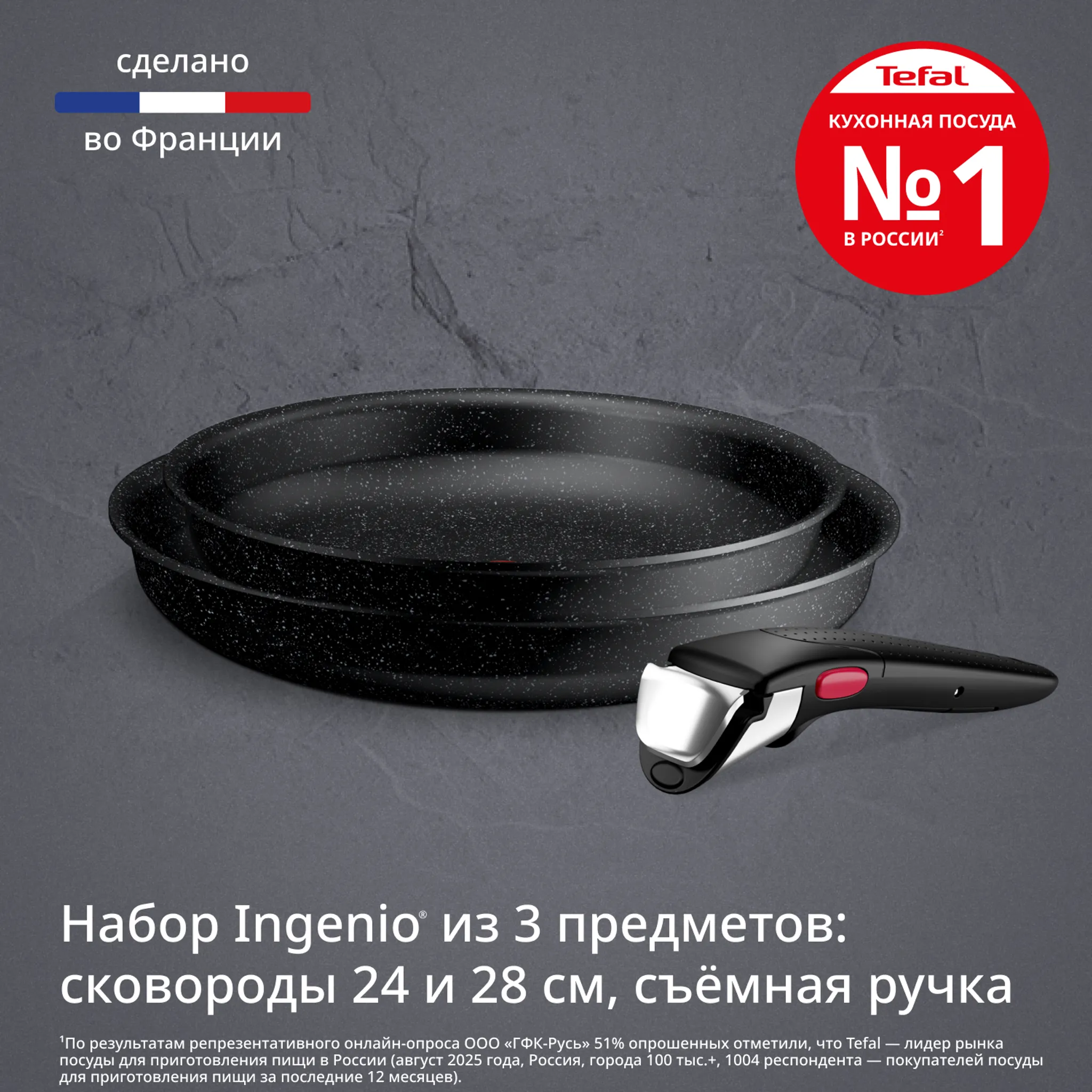 Набор посуды Tefal Ingenio Expertise 3 предмета 24/28 см P0029072