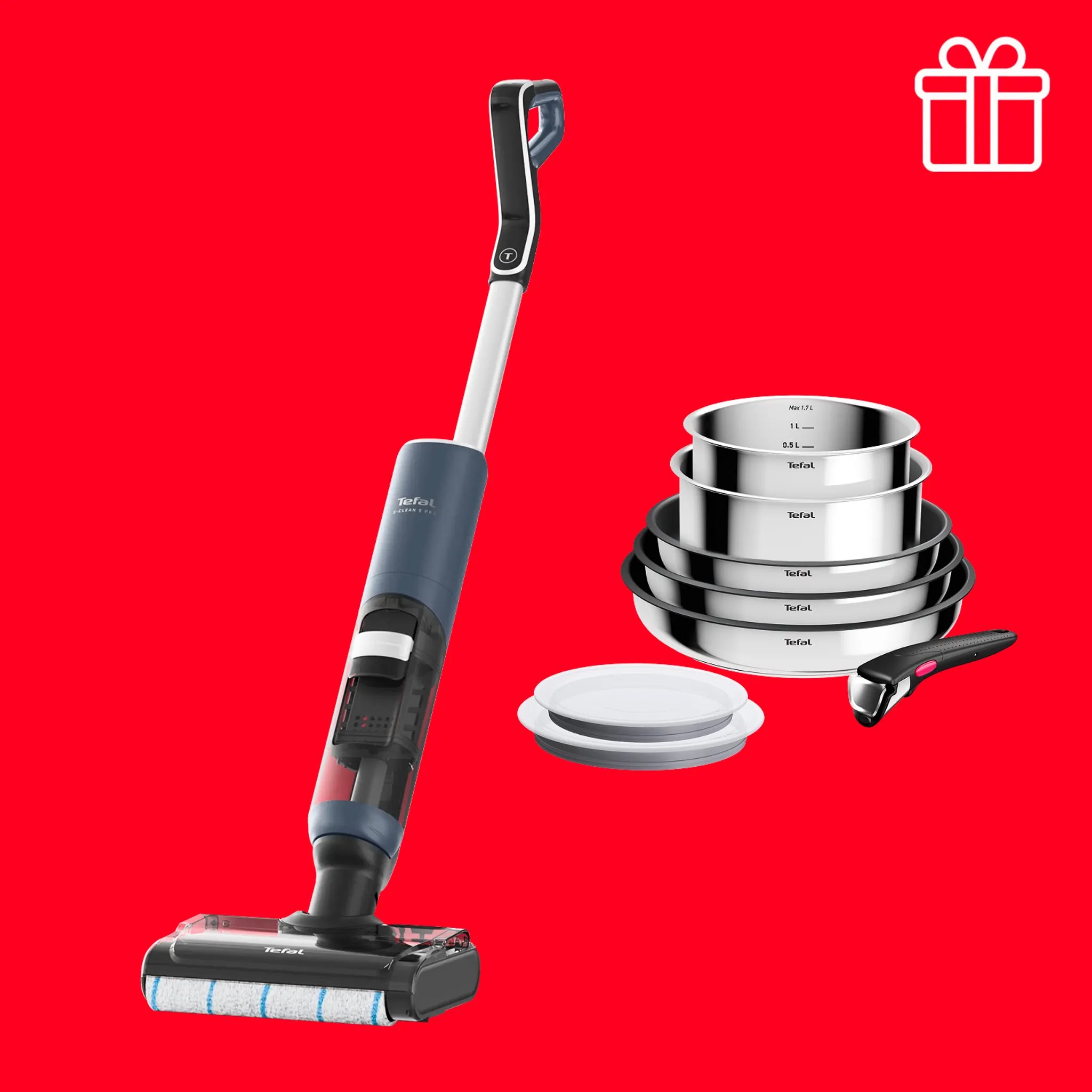Моющий пылесос Tefal X-Clean 5 Pro GF5426F4+Набор посуды Tefal L881S804 фото